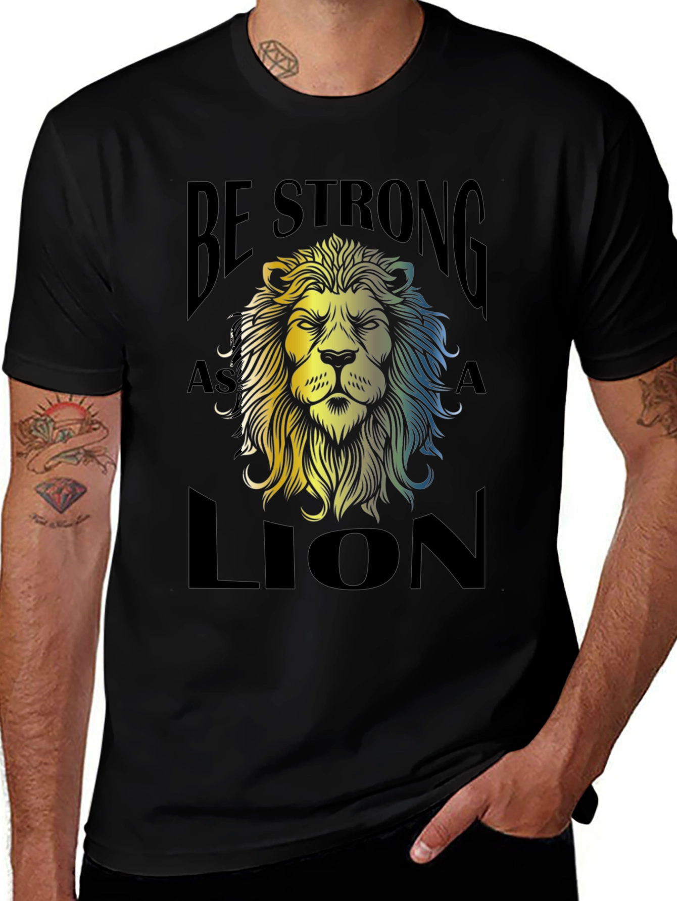 Variant 4 of Be Strong as a Lion Graphic Tee - Black