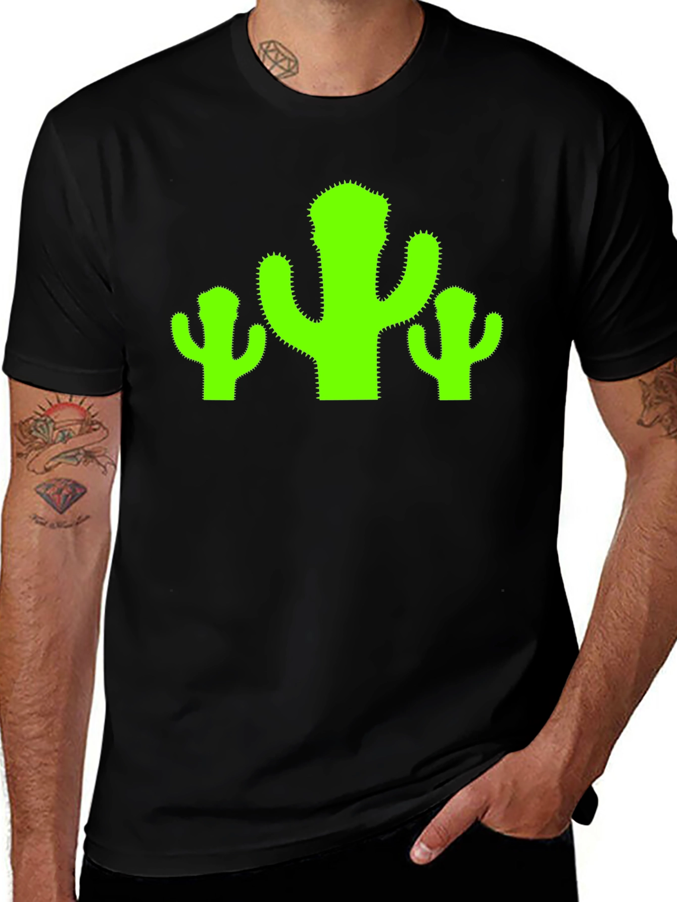 Variant 29 of Cactus Graphic Tee - Black Cotton T-Shirt