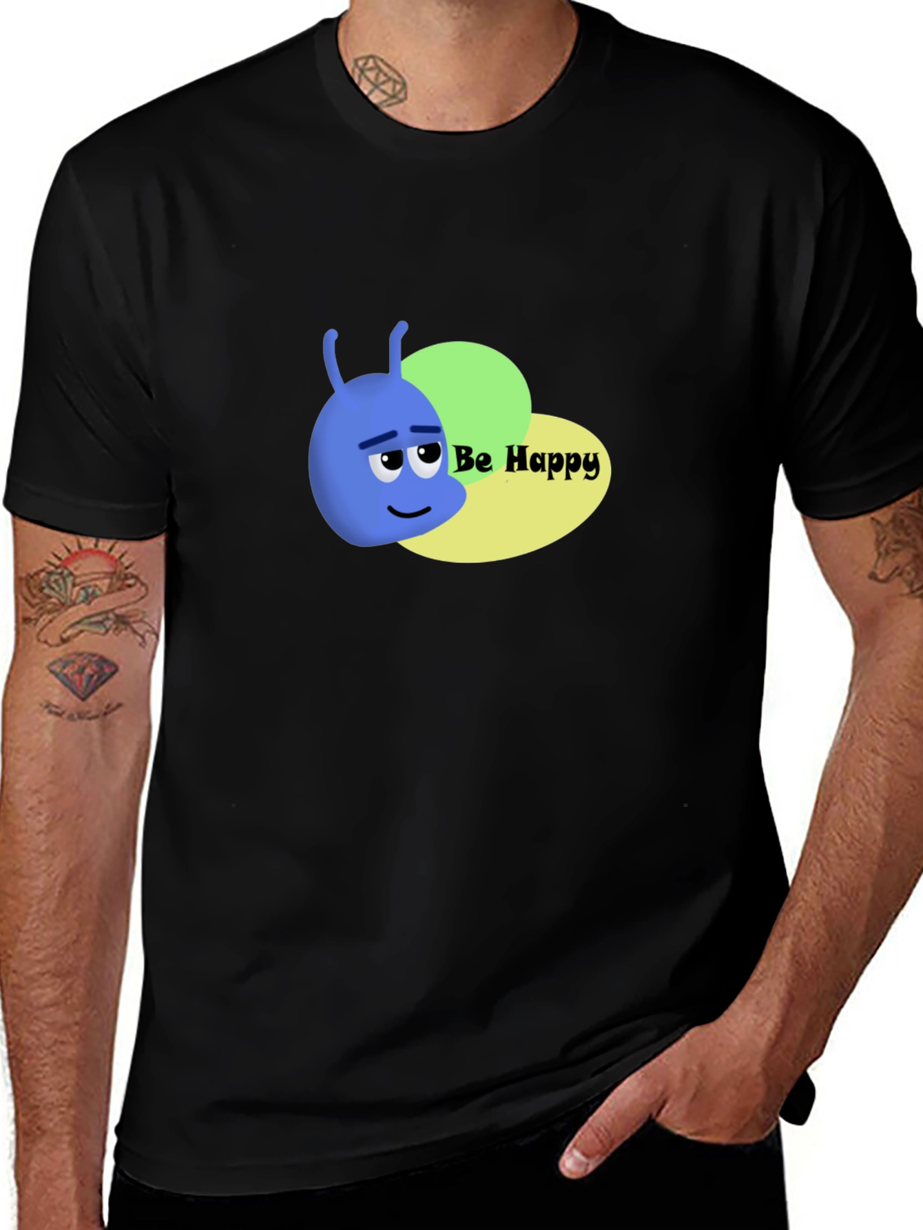 Variant 19 of Be Happy Cartoon Graphic Tee