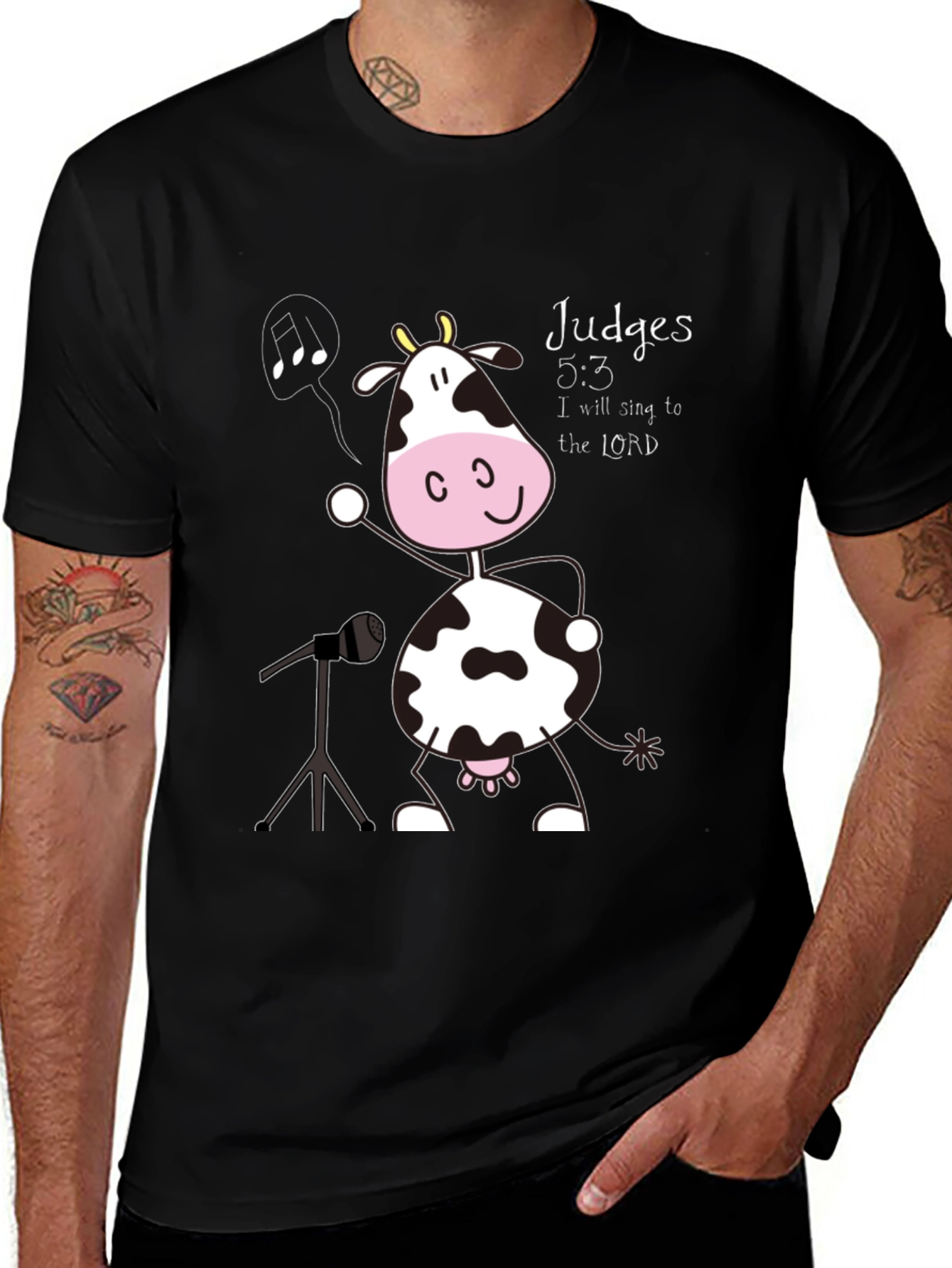 Variant 17 of Singing Cow T-Shirt: Judges 5:3 Novelty Tee