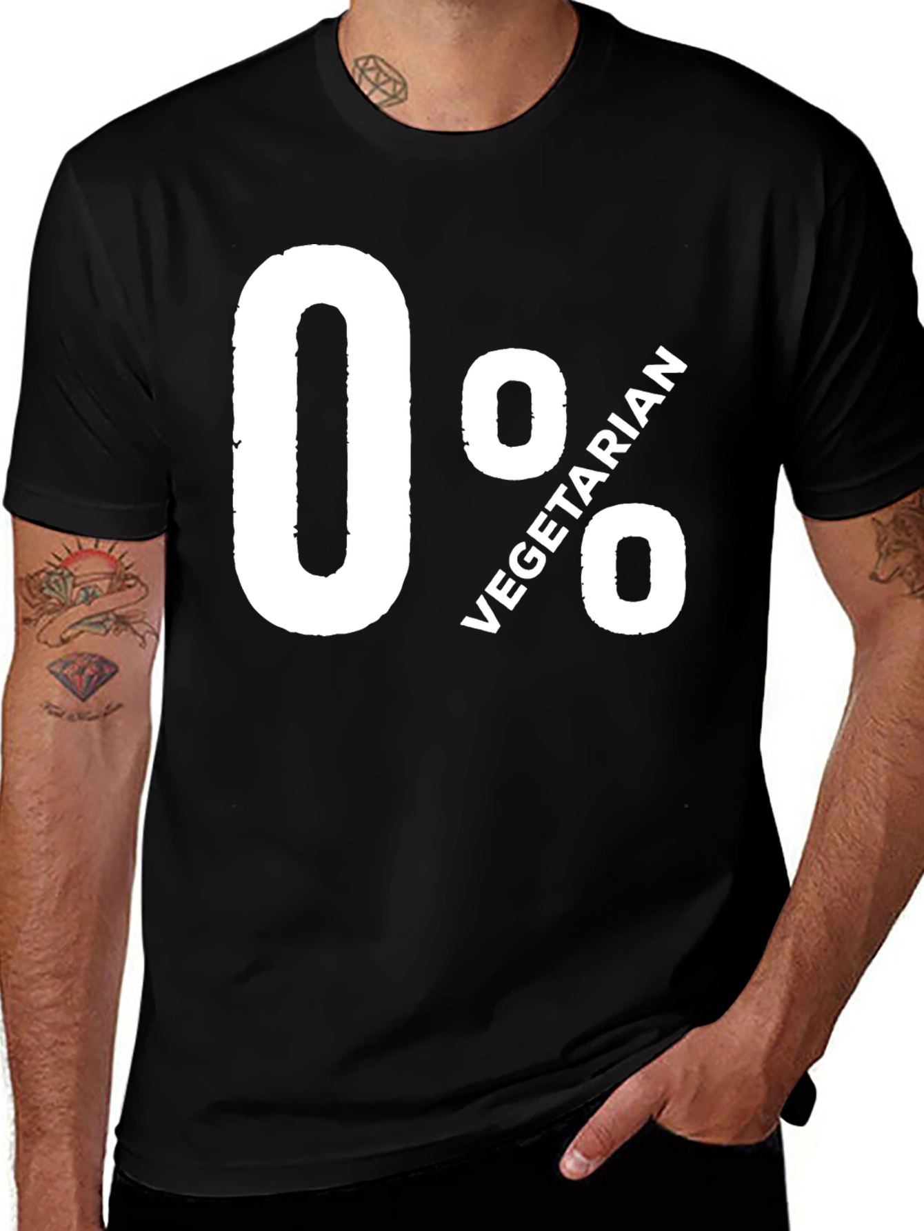 Variant 30 of 0% Vegetarian Graphic Tee - Black Cotton T-Shirt