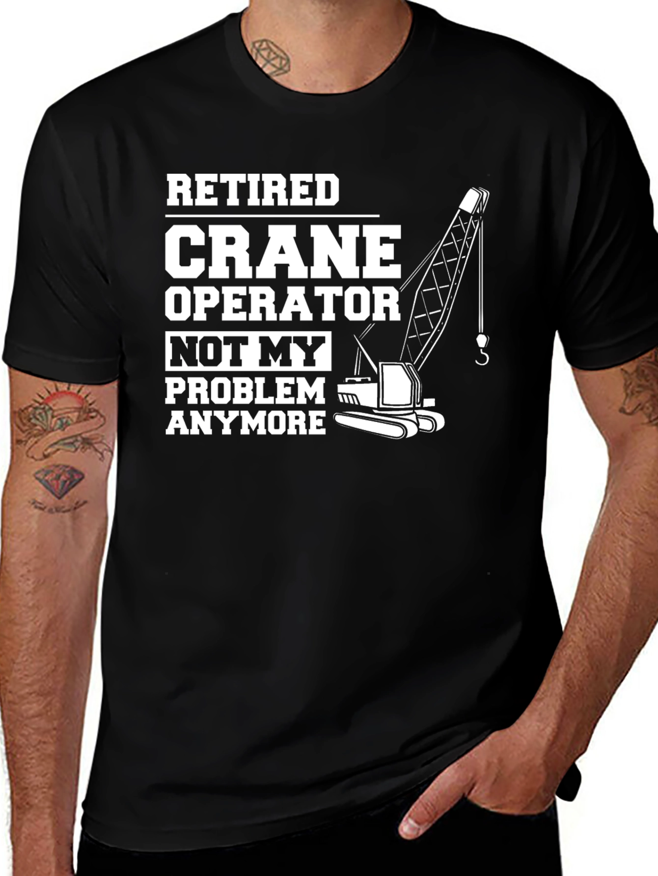 Variant 15 of Retired Crane Operator Graphic Tee - Black