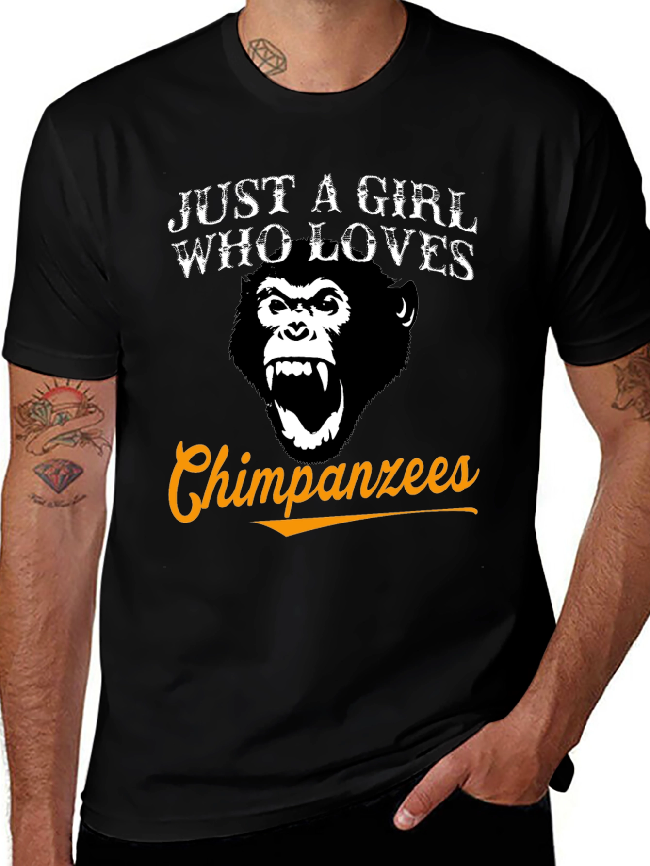 Variant 14 of Just A Girl Who Loves Chimpanzees Graphic Tee
