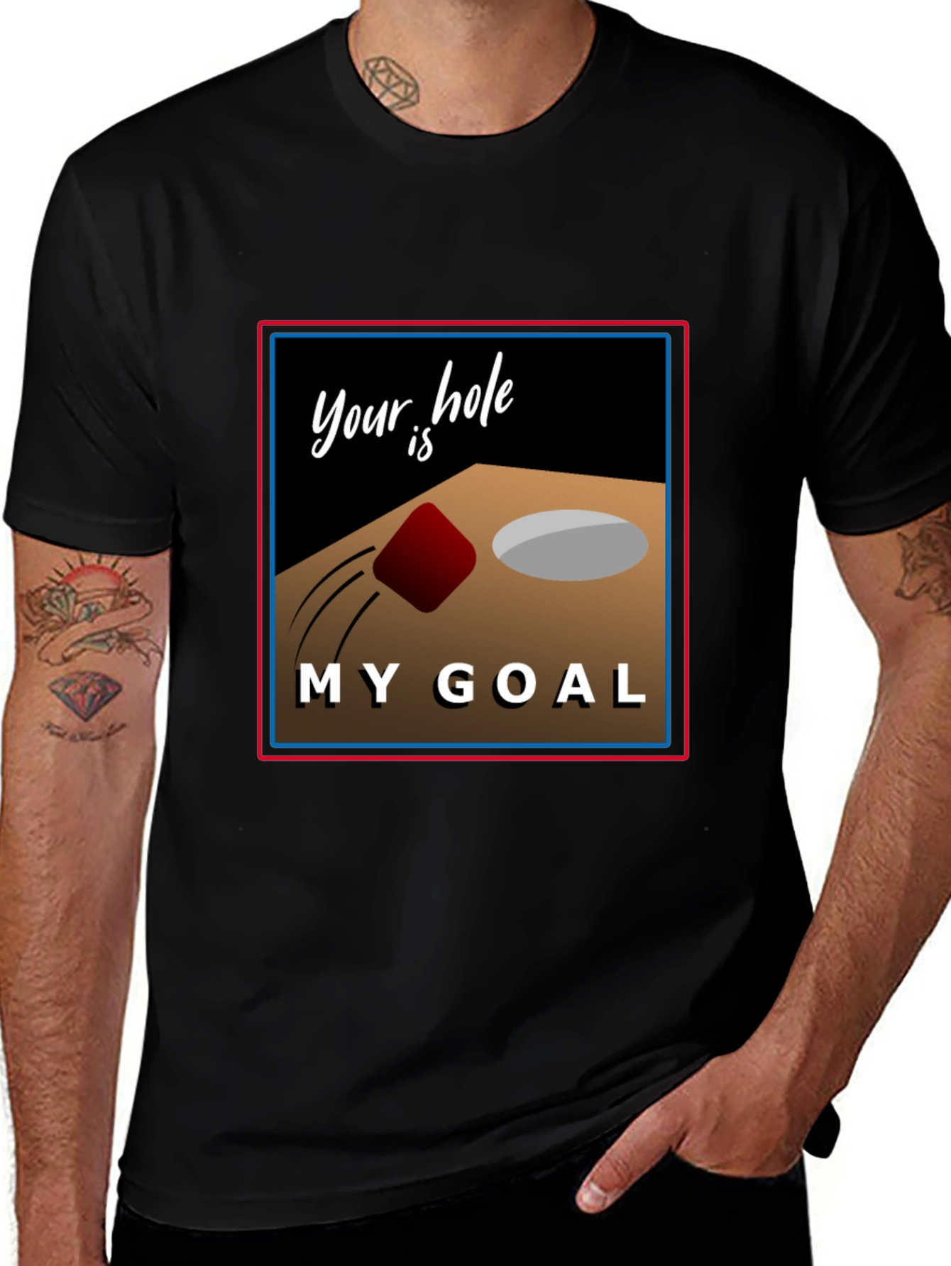 Variant 8 of Your Hole is My Goal T-Shirt - Funny Cornhole Tee