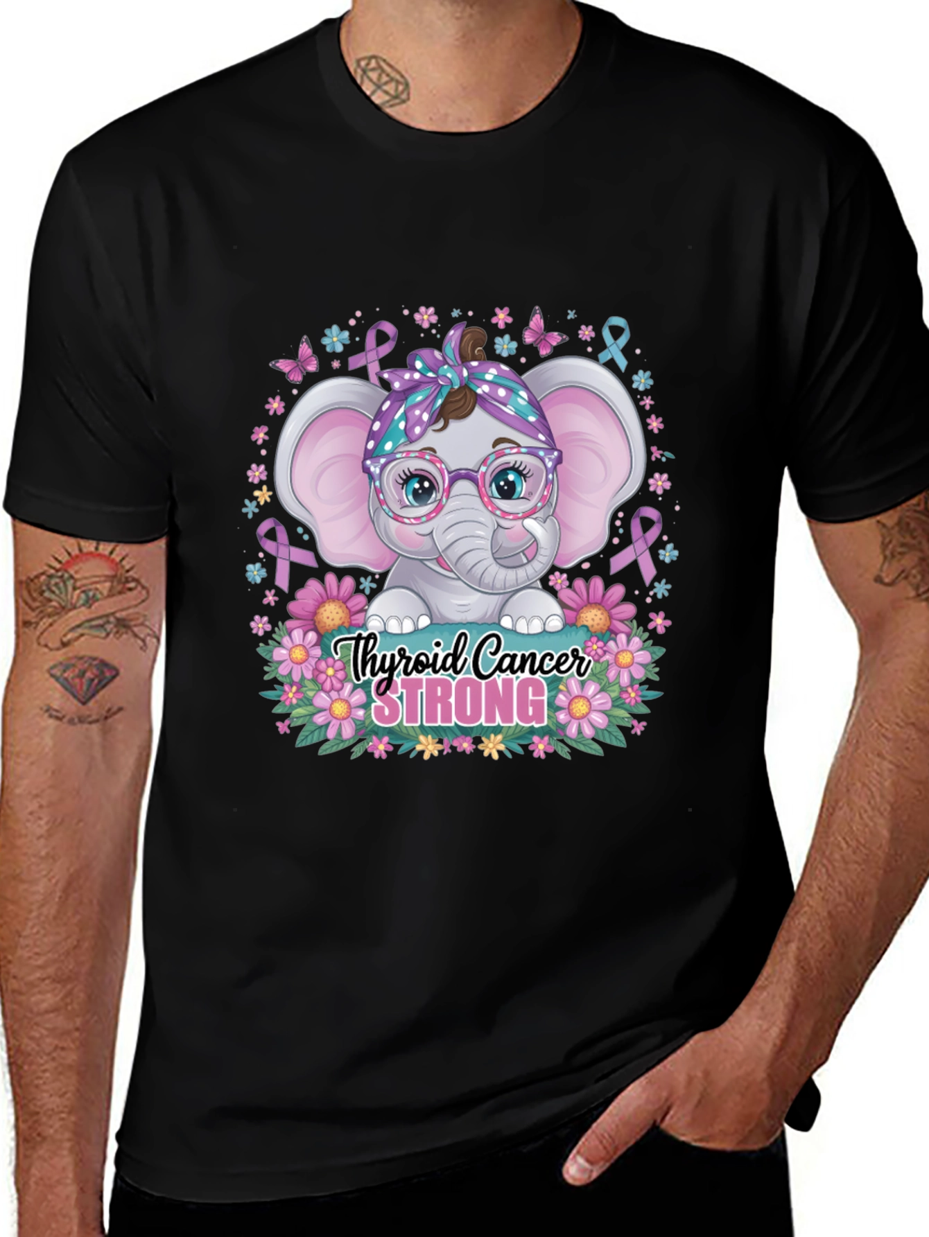 Thyroid Cancer Awareness Elephant T-Shirt