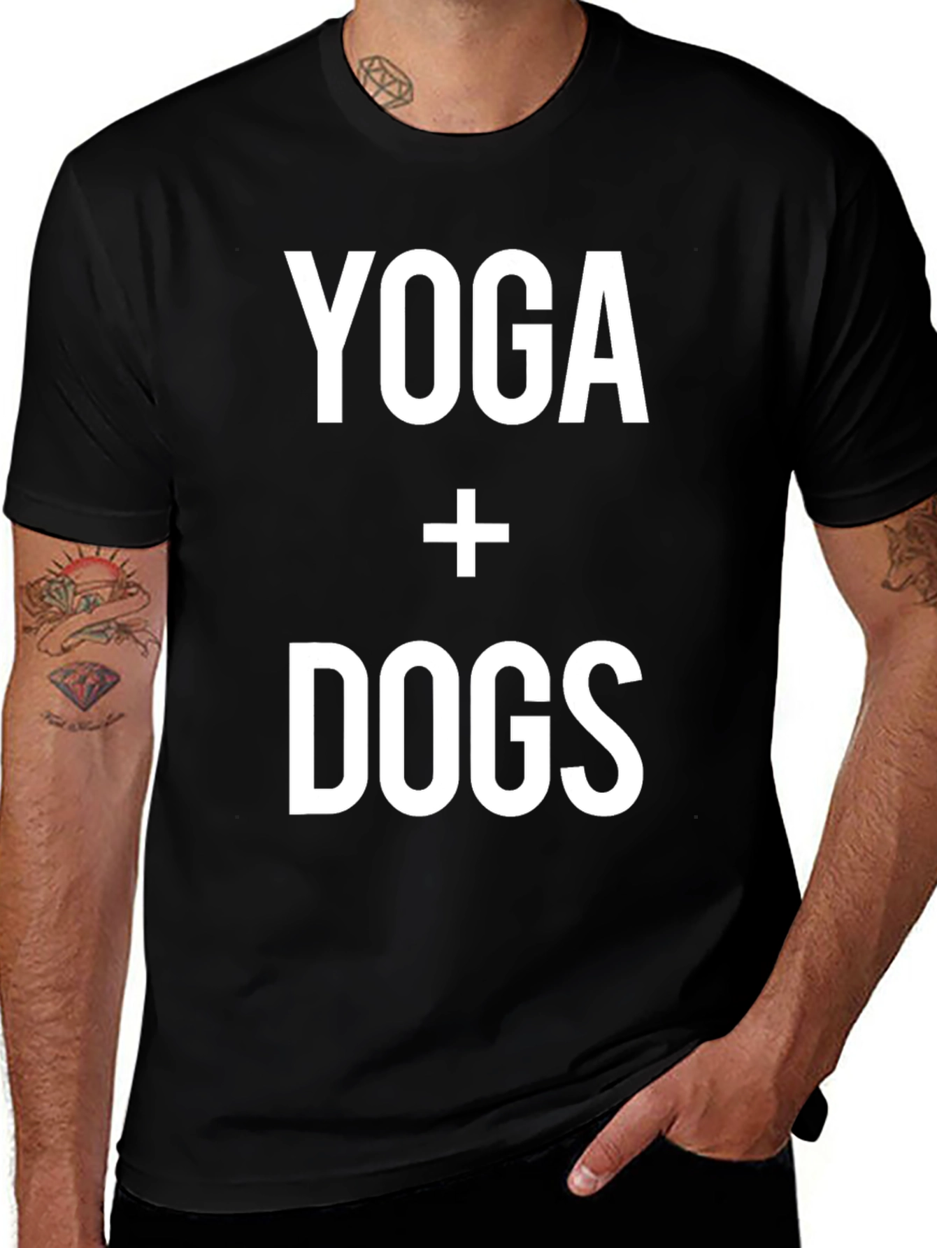 Variant 26 of Yoga + Dogs Graphic Tee - Black Cotton T-Shirt