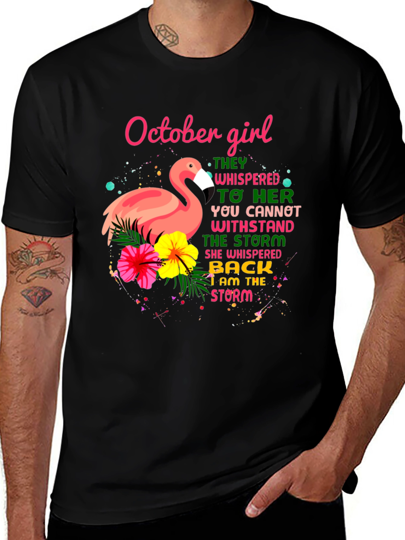October Girl Flamingo Graphic T-Shirt