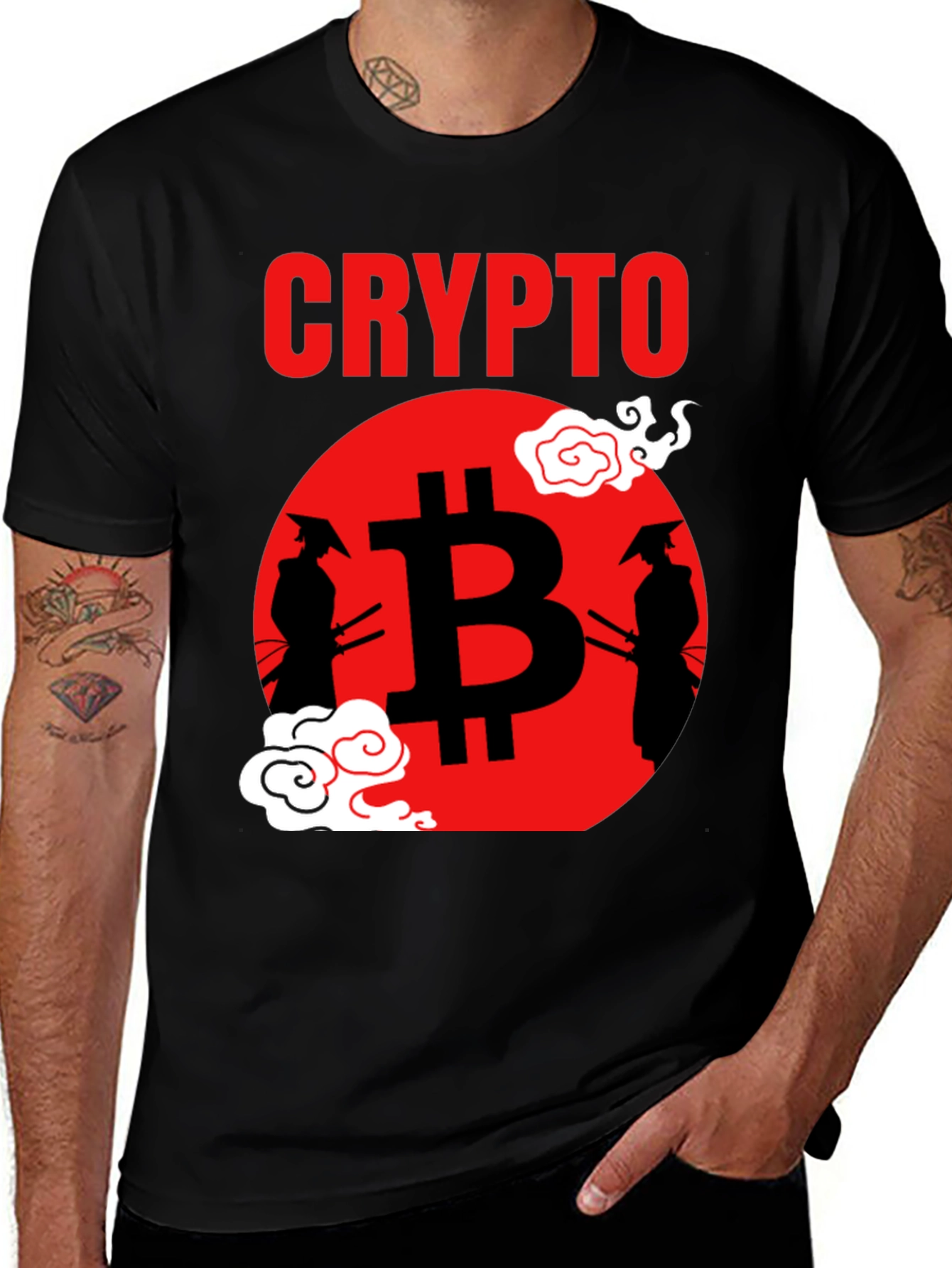 Variant 5 of Crypto Samurai T-Shirt - Bitcoin Design