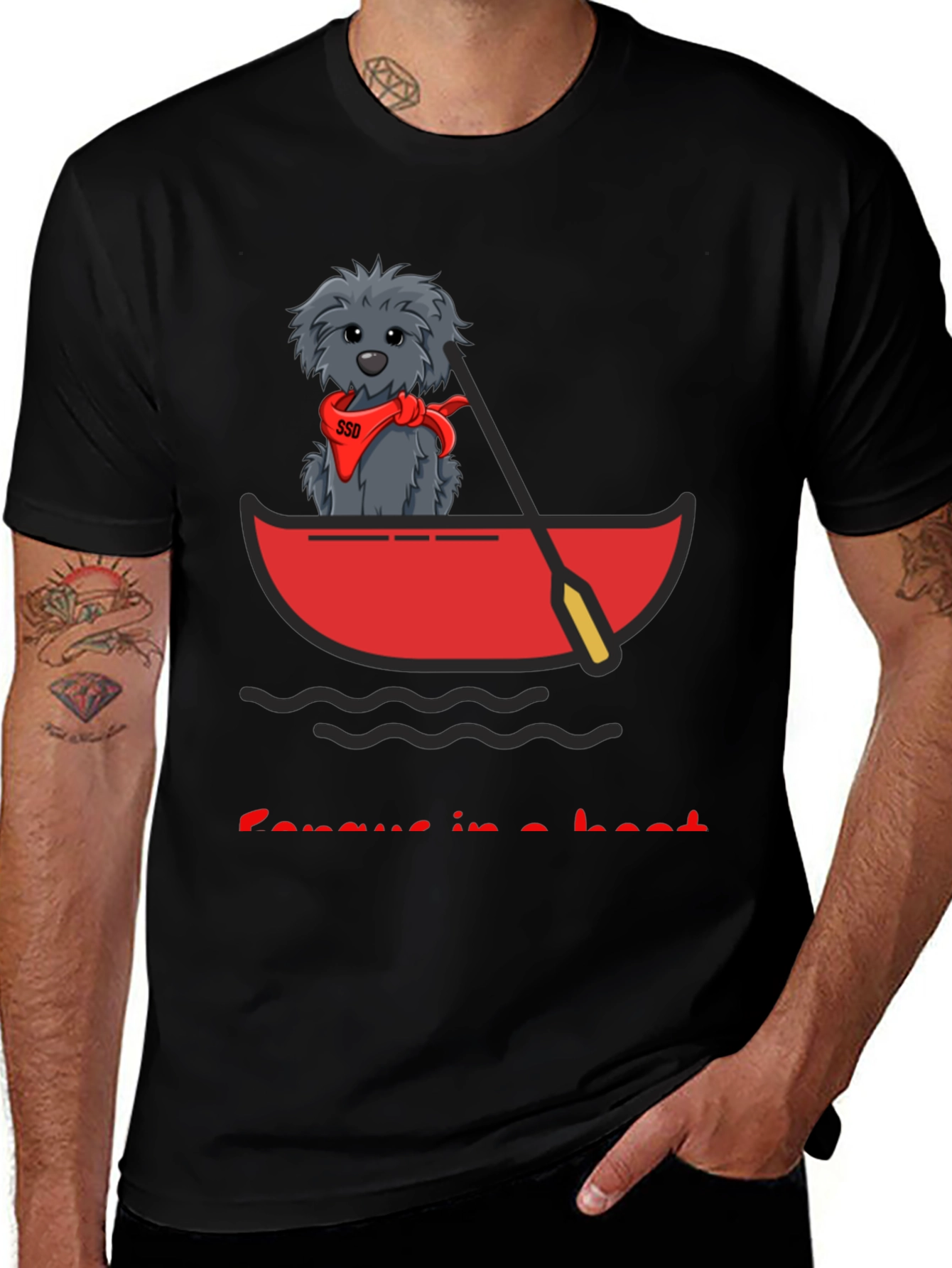 Variant 6 of Dog in Boat T-Shirt - Cartoon Graphic Tee