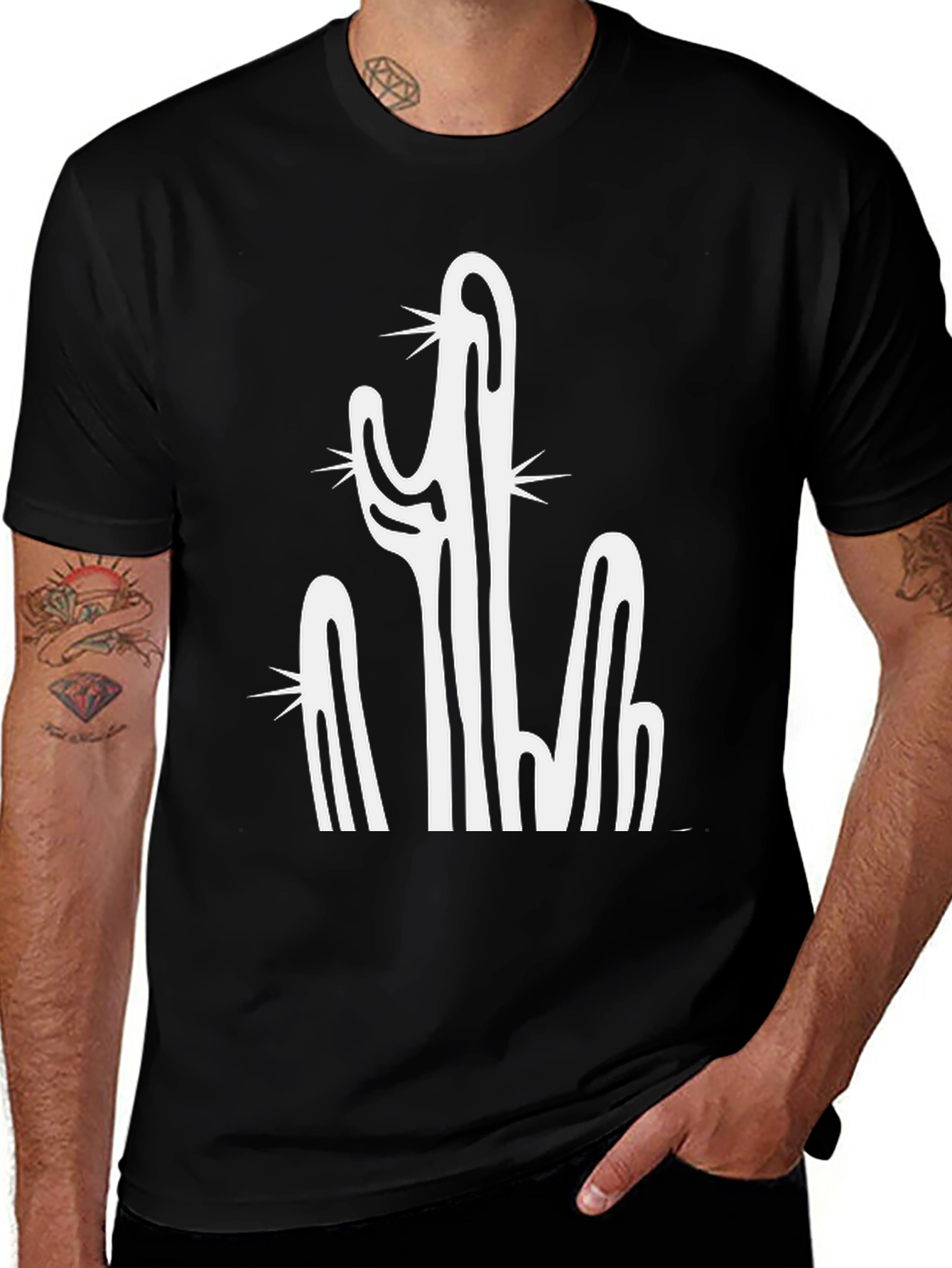 Variant 27 of Cactus Graphic Black T-Shirt