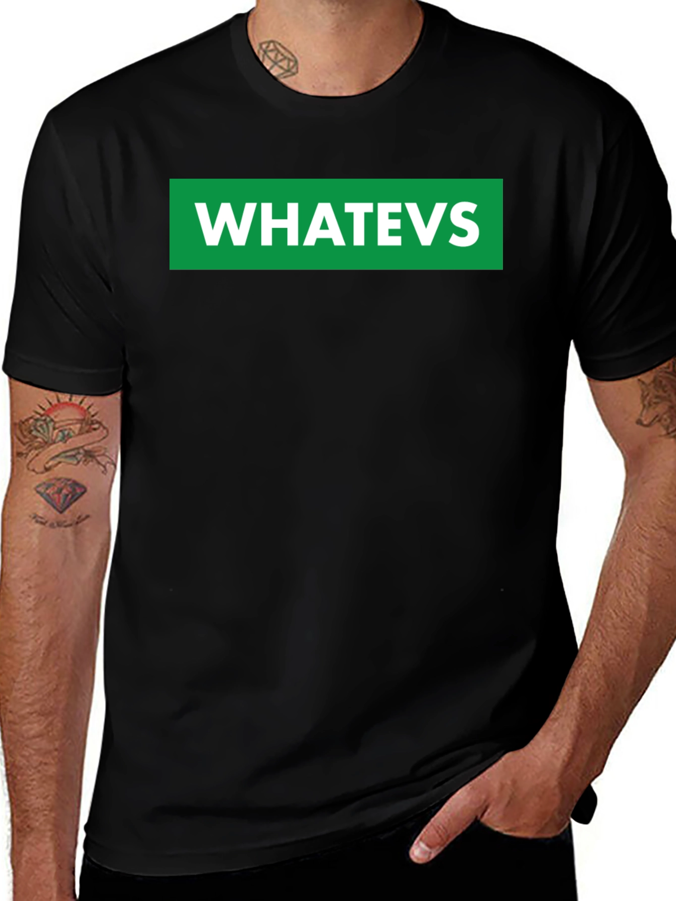 Variant 10 of WHATEVS Graphic Tee - Black Crew Neck T-Shirt