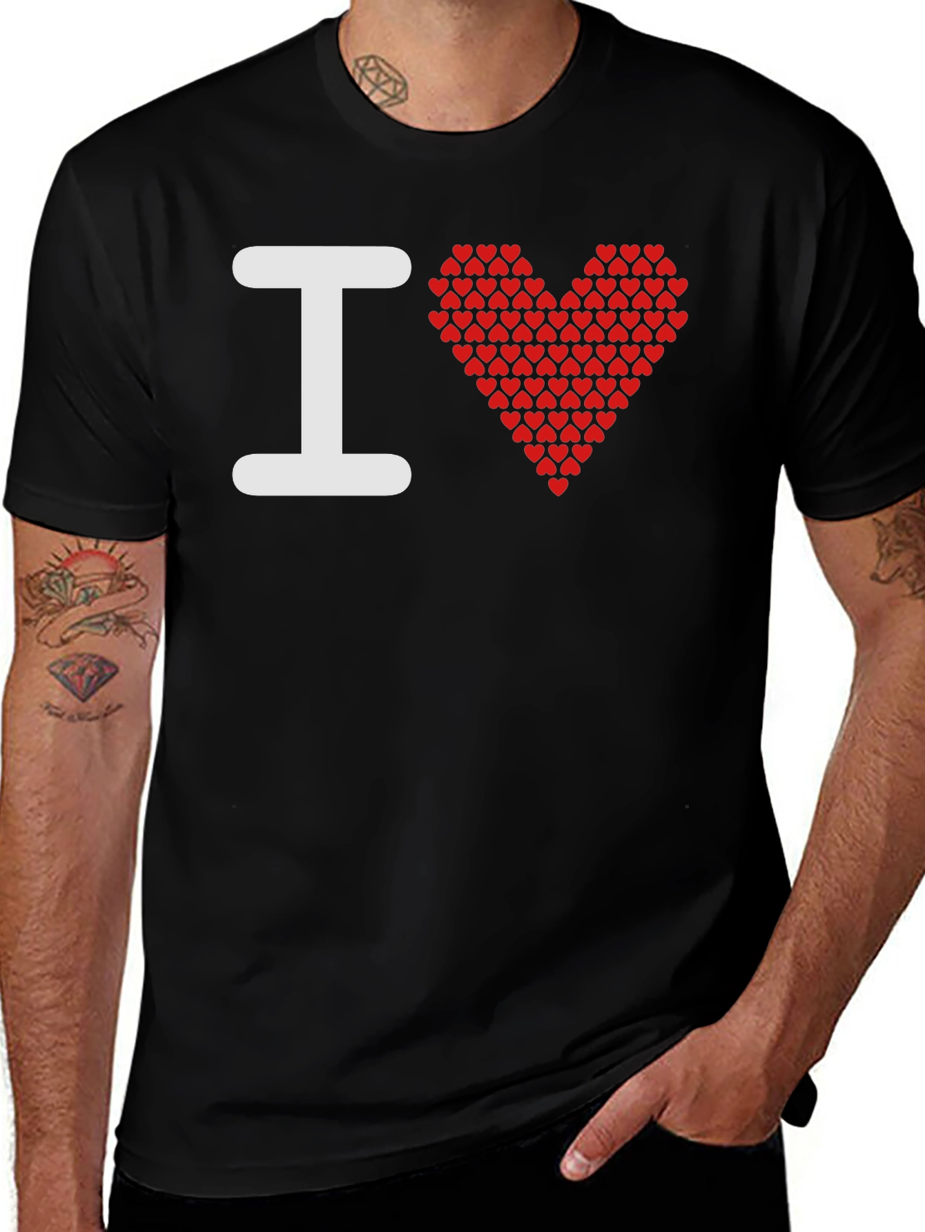 Variant 10 of I Heart You Graphic Tee - Black Cotton Blend Shirt