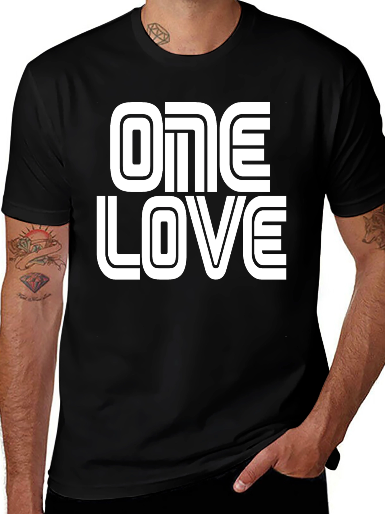 Variant 28 of One Love Graphic Tee - Black Cotton Blend