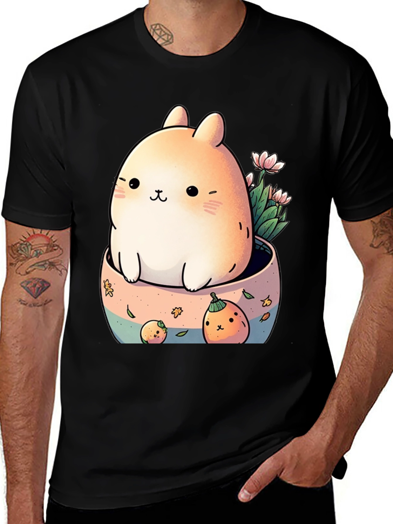 Variant 29 of Cute Kawaii Bunny in Pot Graphic Tee