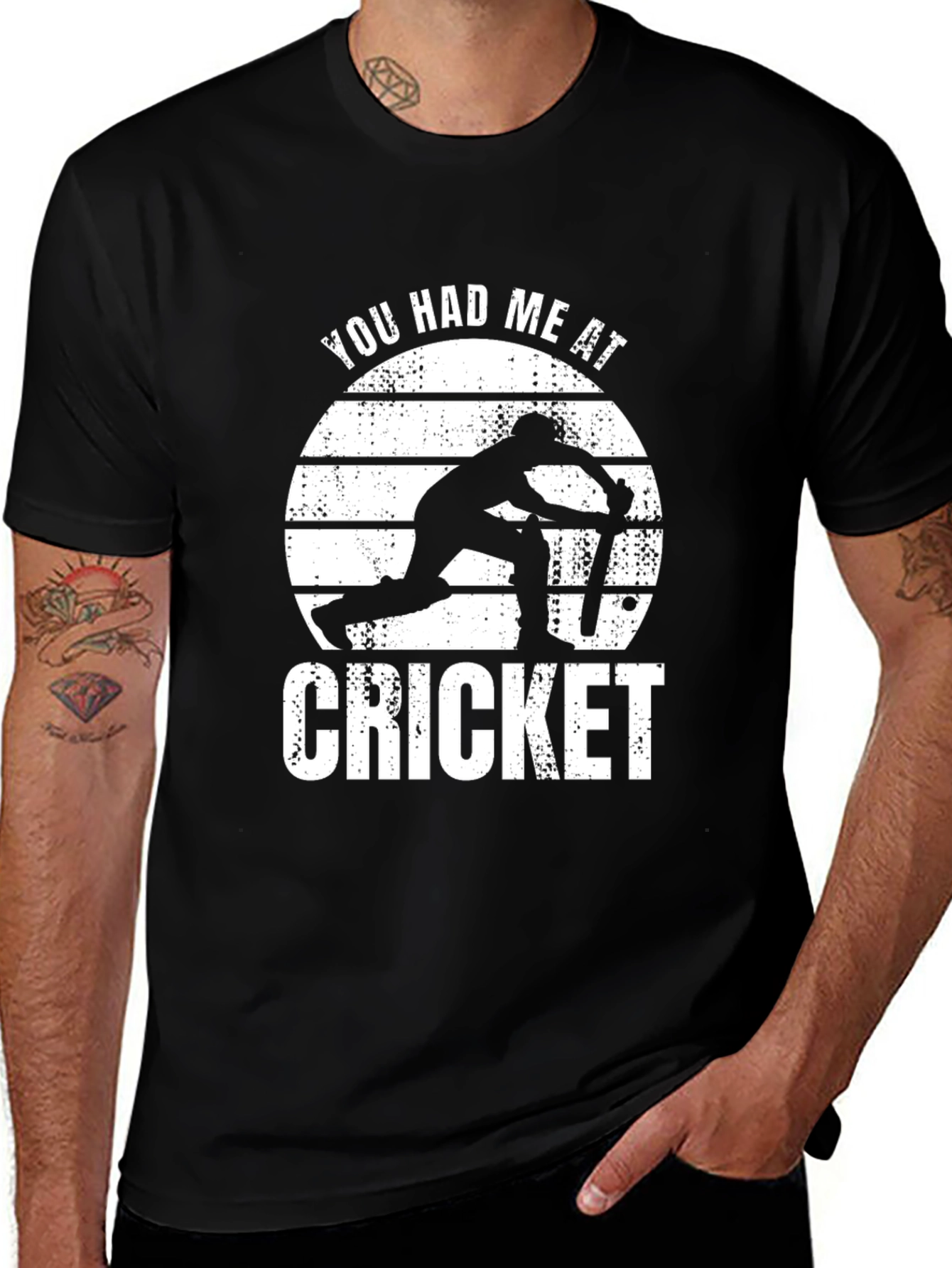 Variant 5 of You Had Me at Cricket T-Shirt - Black