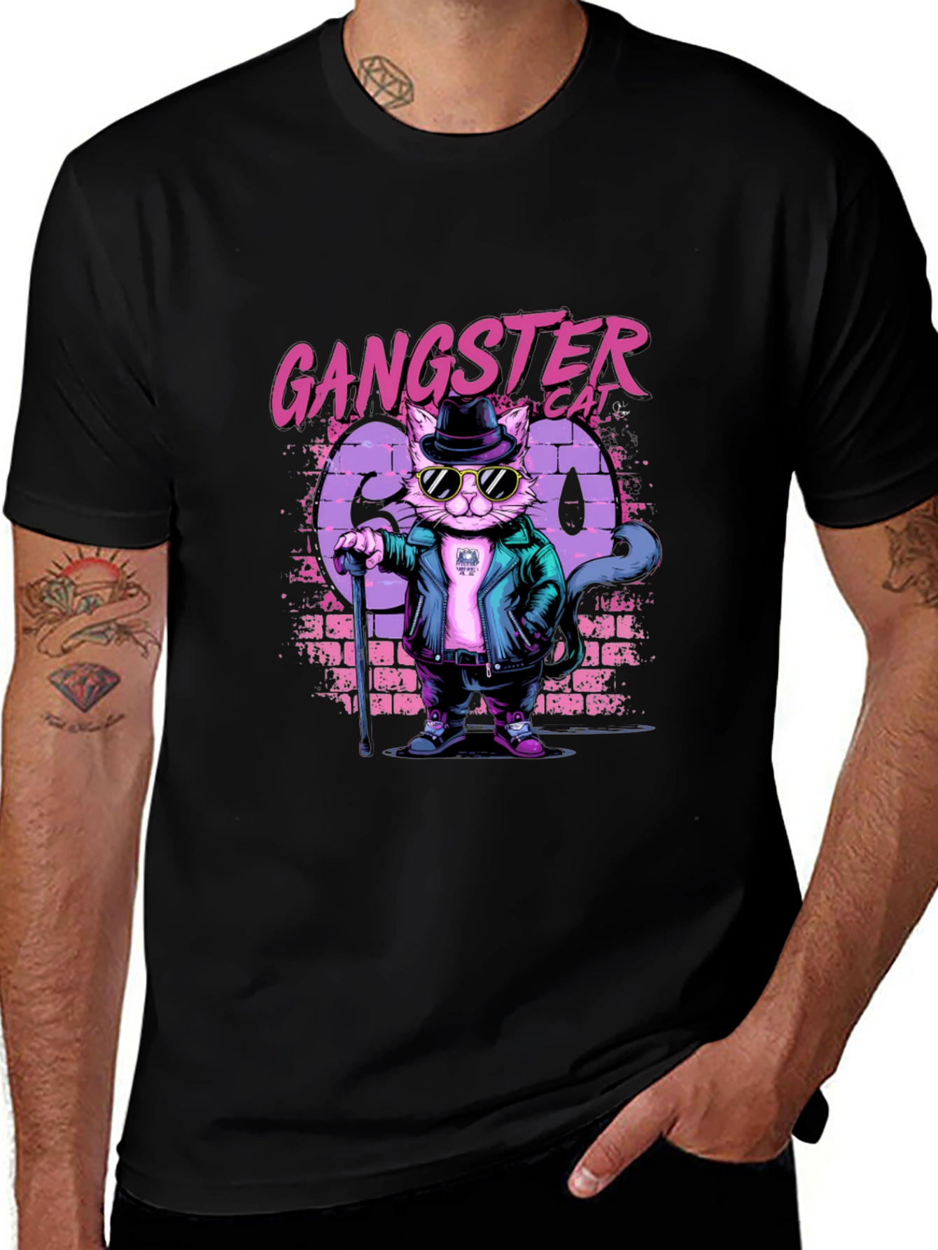 Variant 16 of Gangster Cat Graphic T-Shirt