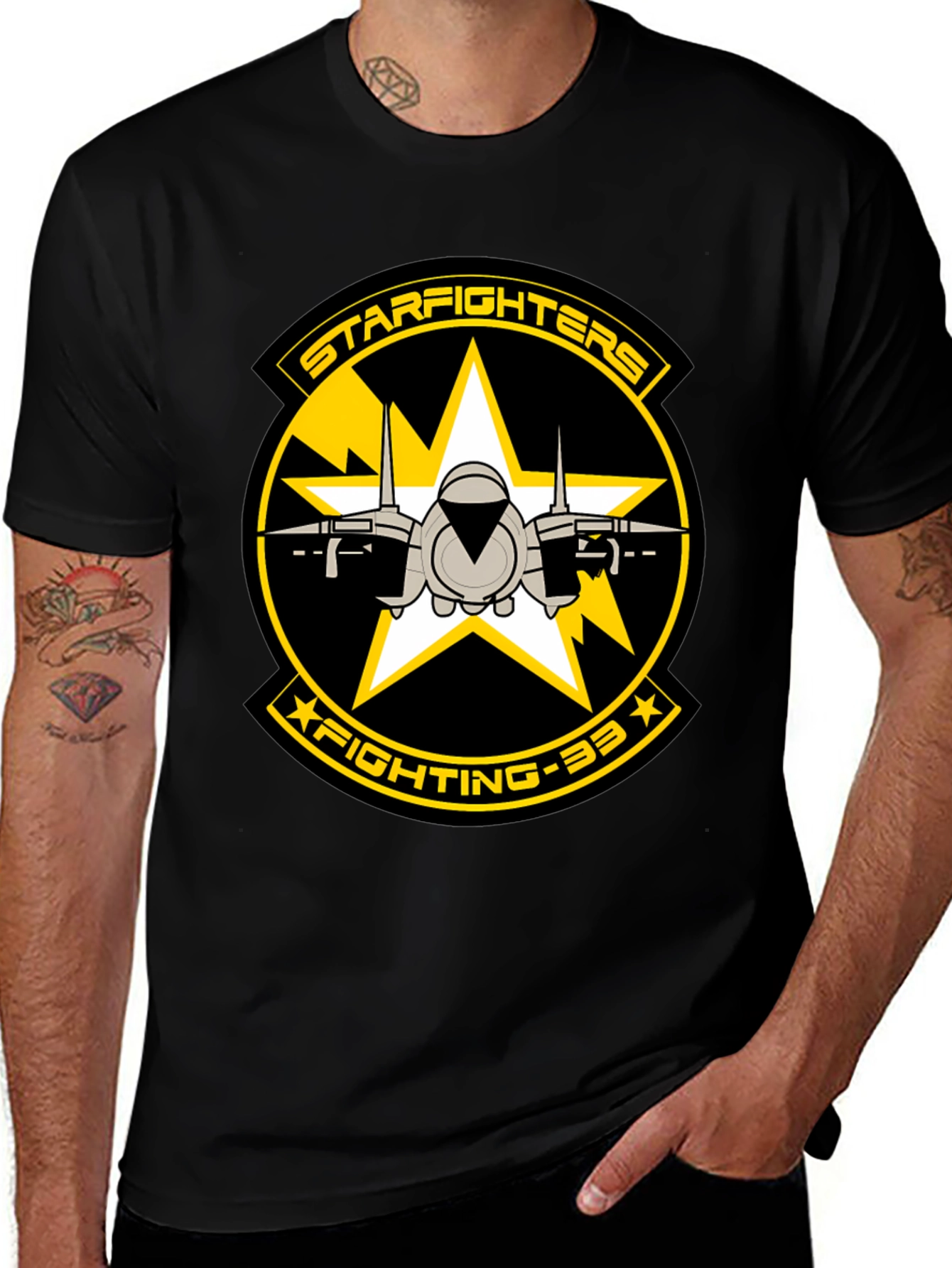 Variant 11 of Starfighters Fighting-33 Black Graphic T-Shirt