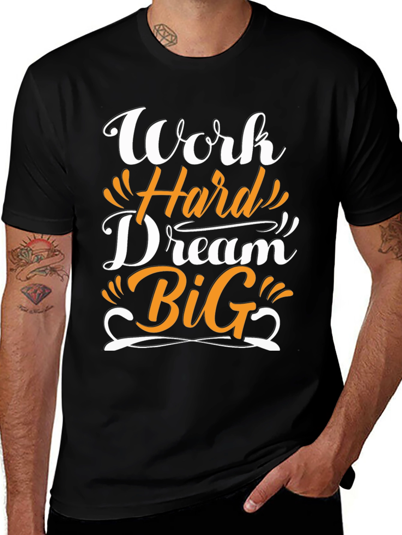 Variant 22 of Work Hard Dream Big Graphic Tee - Motivational Shirt
