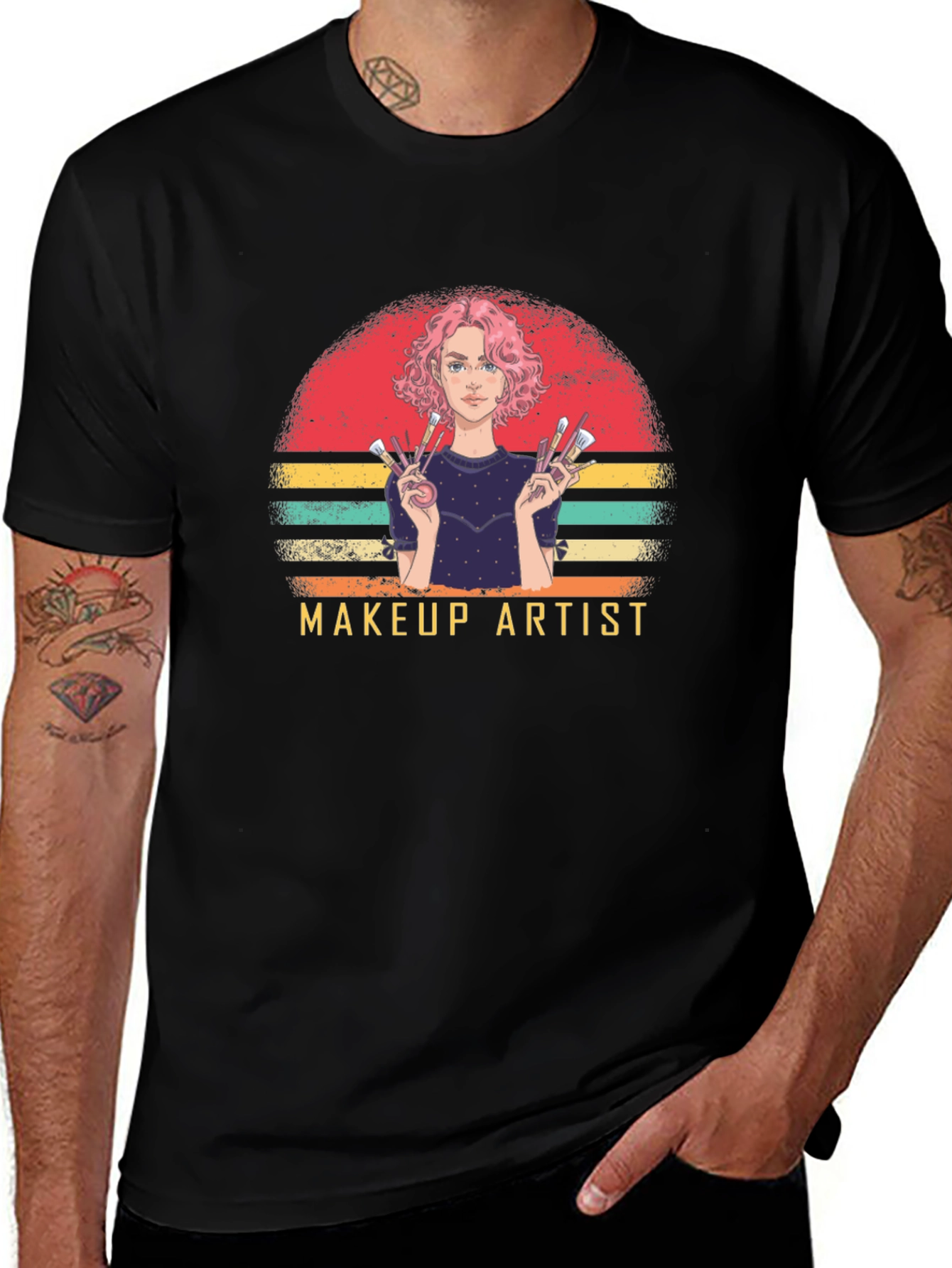 Variant 7 of Makeup Artist Graphic T-Shirt - Vintage Design