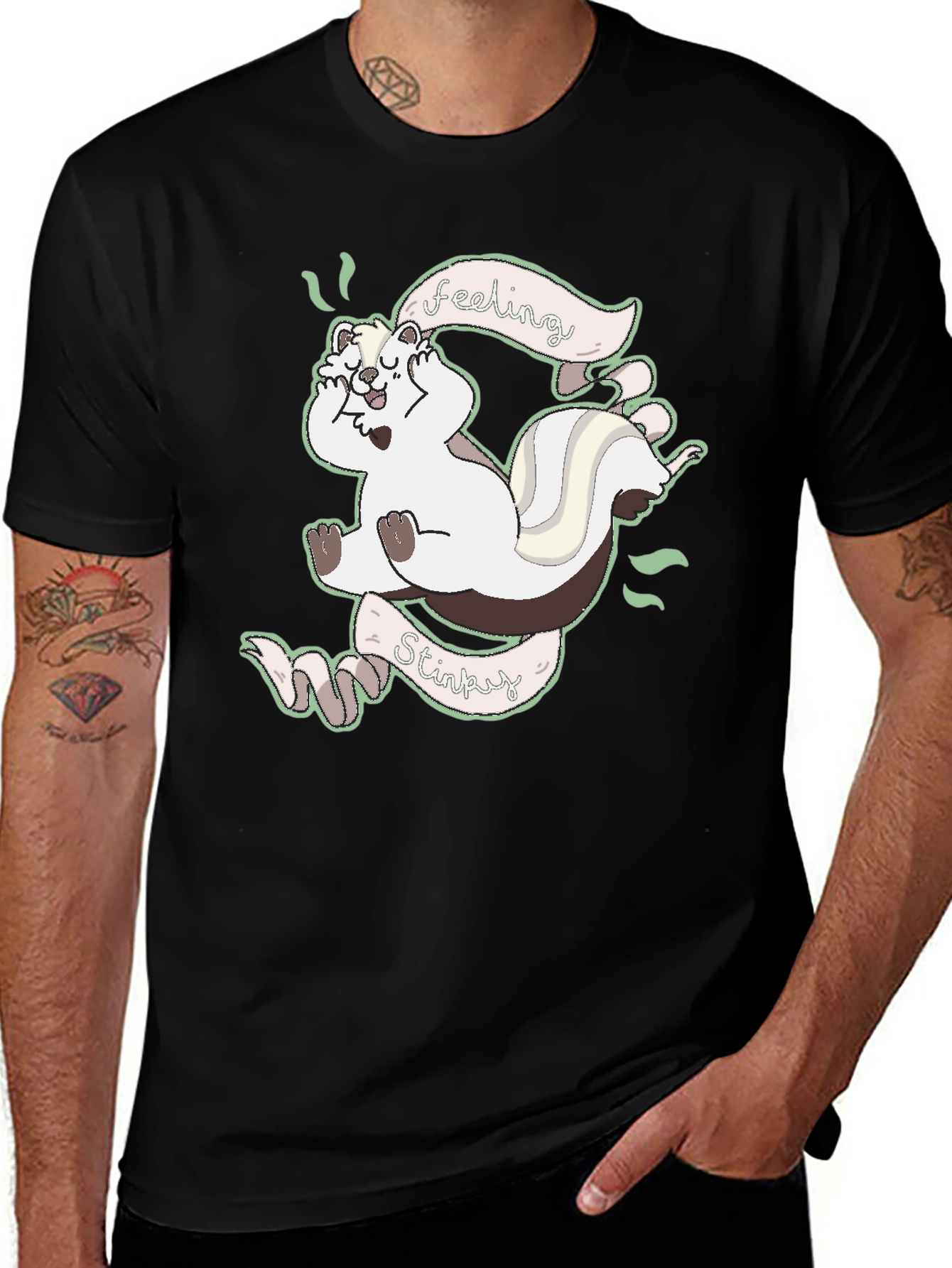 Variant 23 of Feeling Stinky Cartoon Skunk Graphic T-Shirt