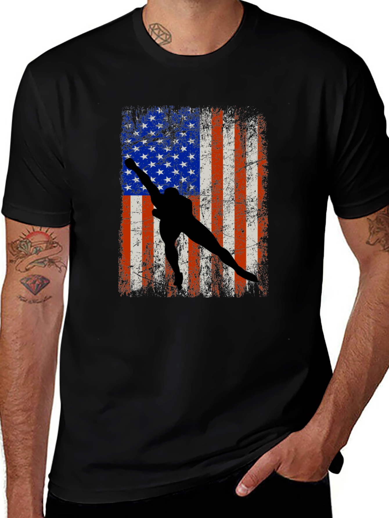 Variant 10 of American Flag Wrestler Graphic Tee
