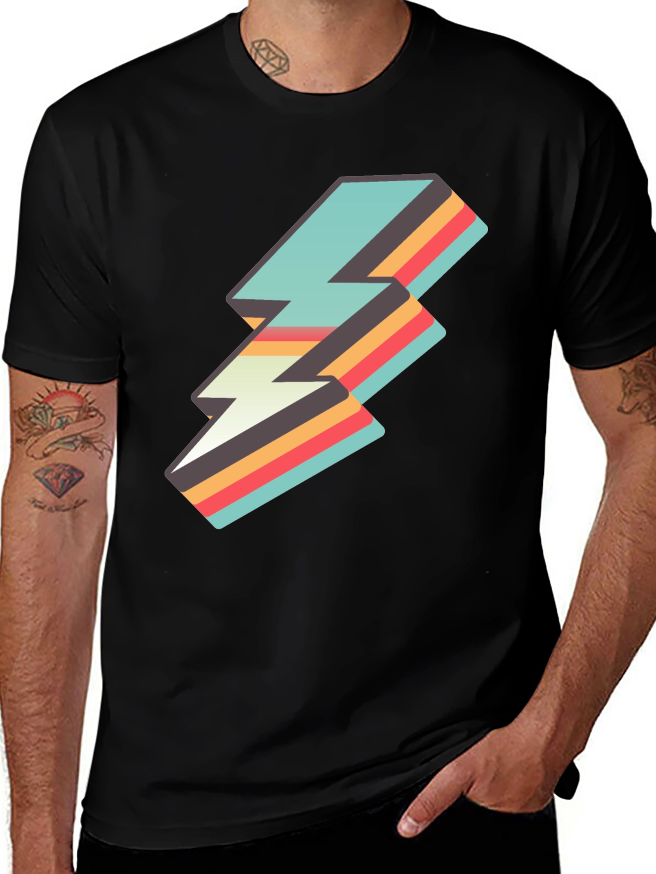 Variant 3 of Retro Lightning Bolt Graphic T-Shirt