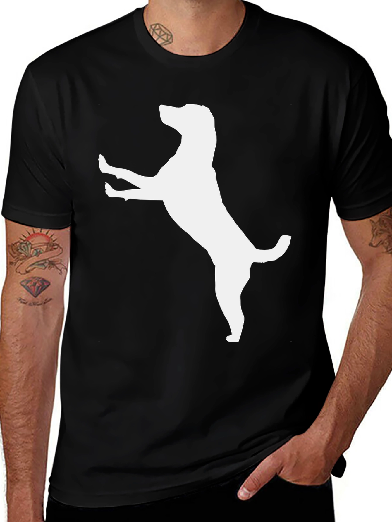 Variant 23 of Dog Silhouette Graphic Tee - Black