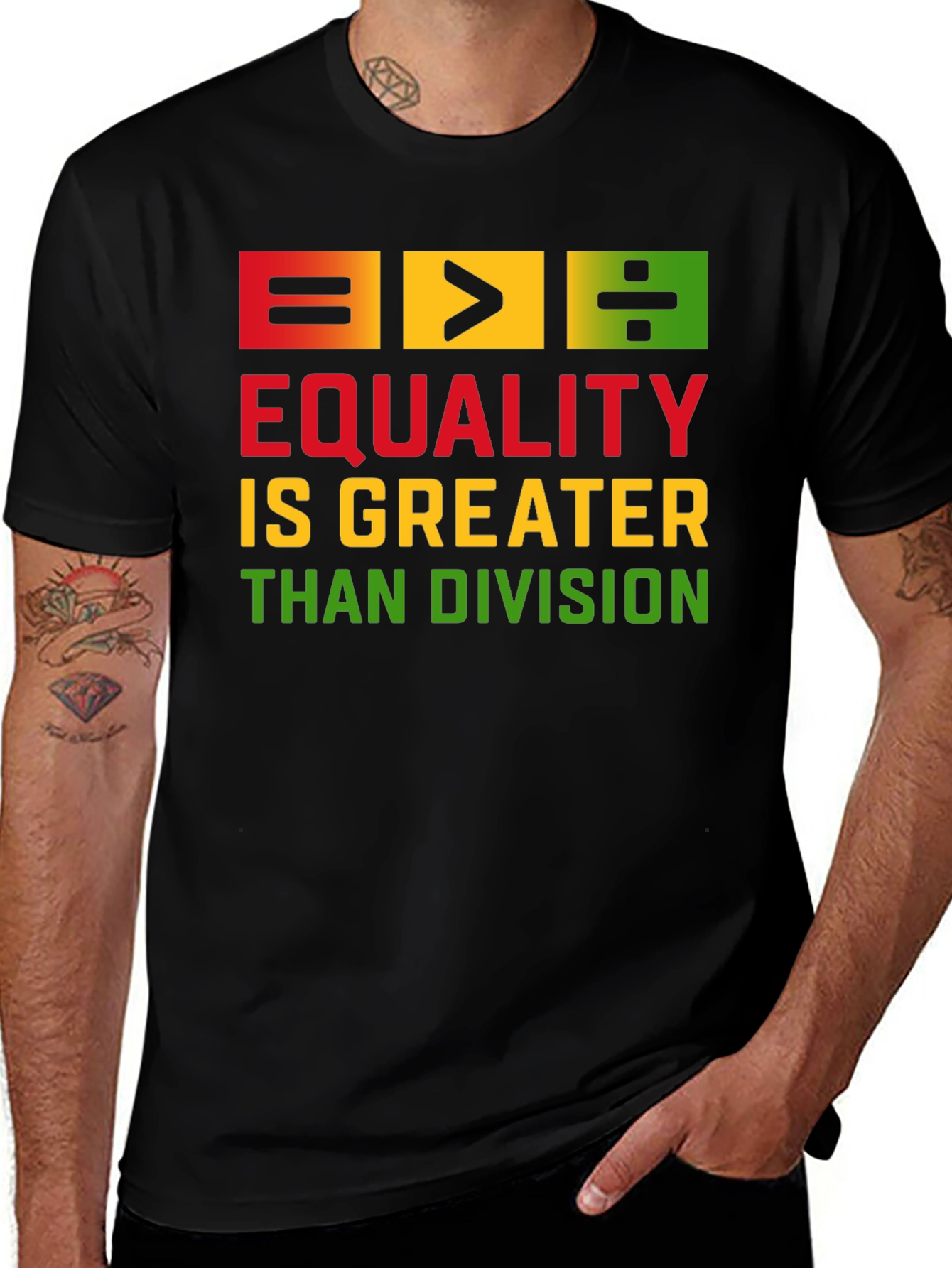 Variant 24 of Equality Is Greater Than Division Black T-Shirt