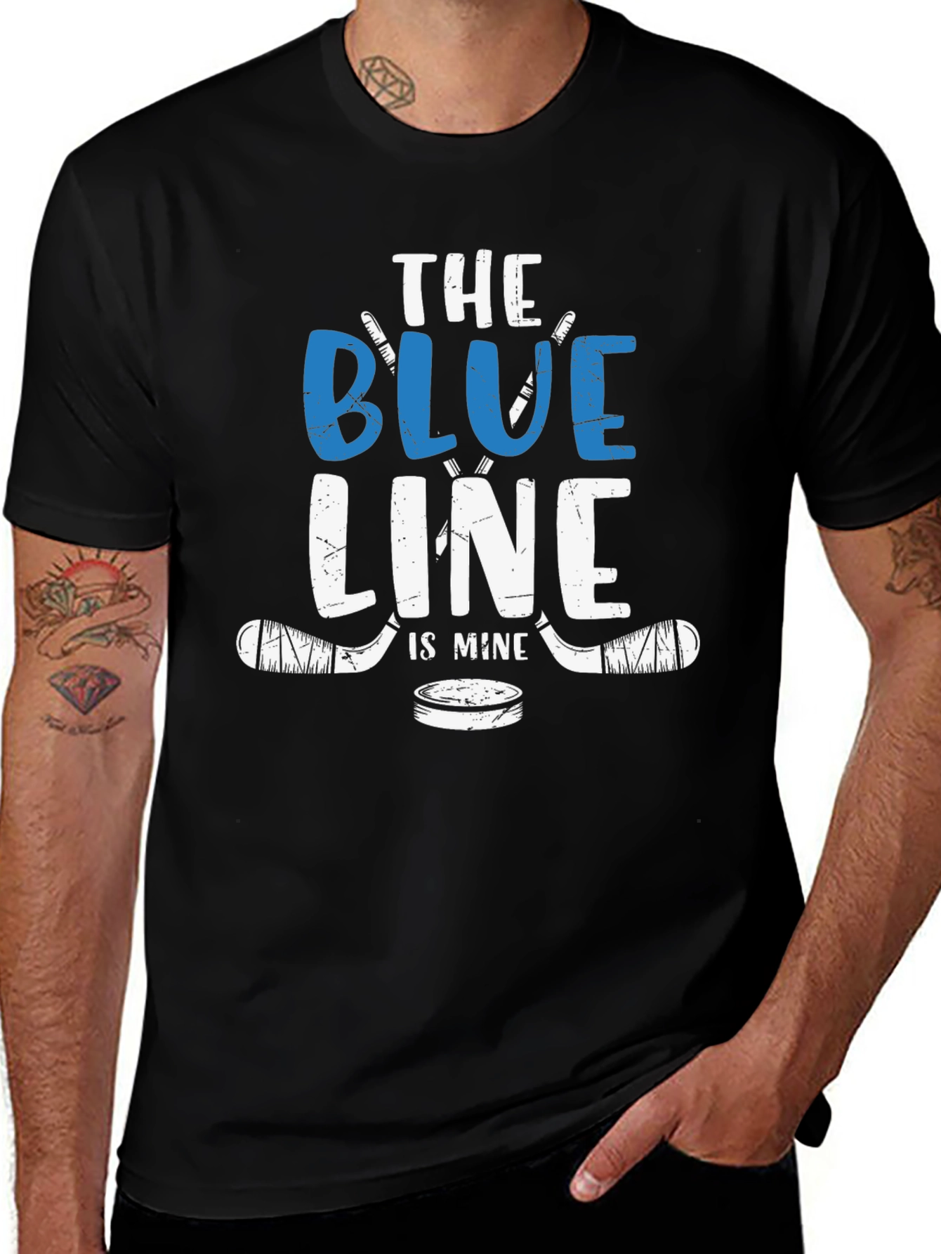 Variant 2 of The Blue Line Is Mine Hockey Graphic Tee