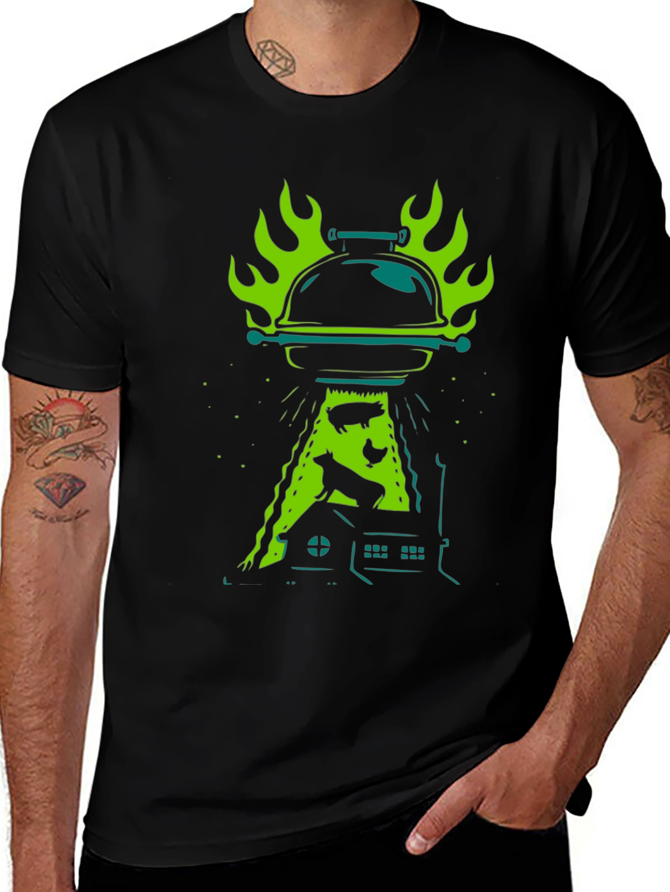 Variant 14 of BBQ Alien Abduction Graphic Tee