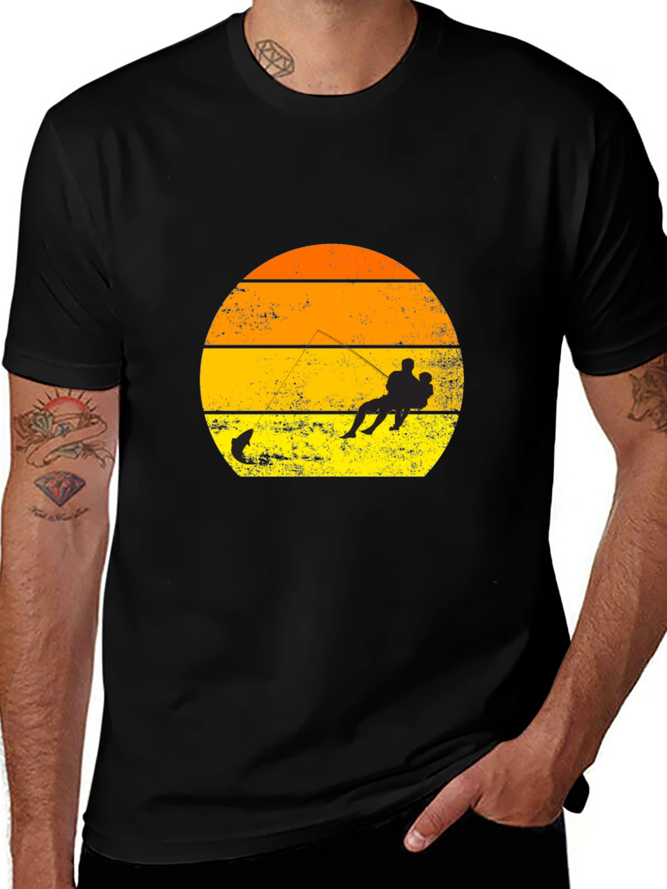 Variant 15 of Vintage Fishing Sunset T-Shirt - Angler Gift