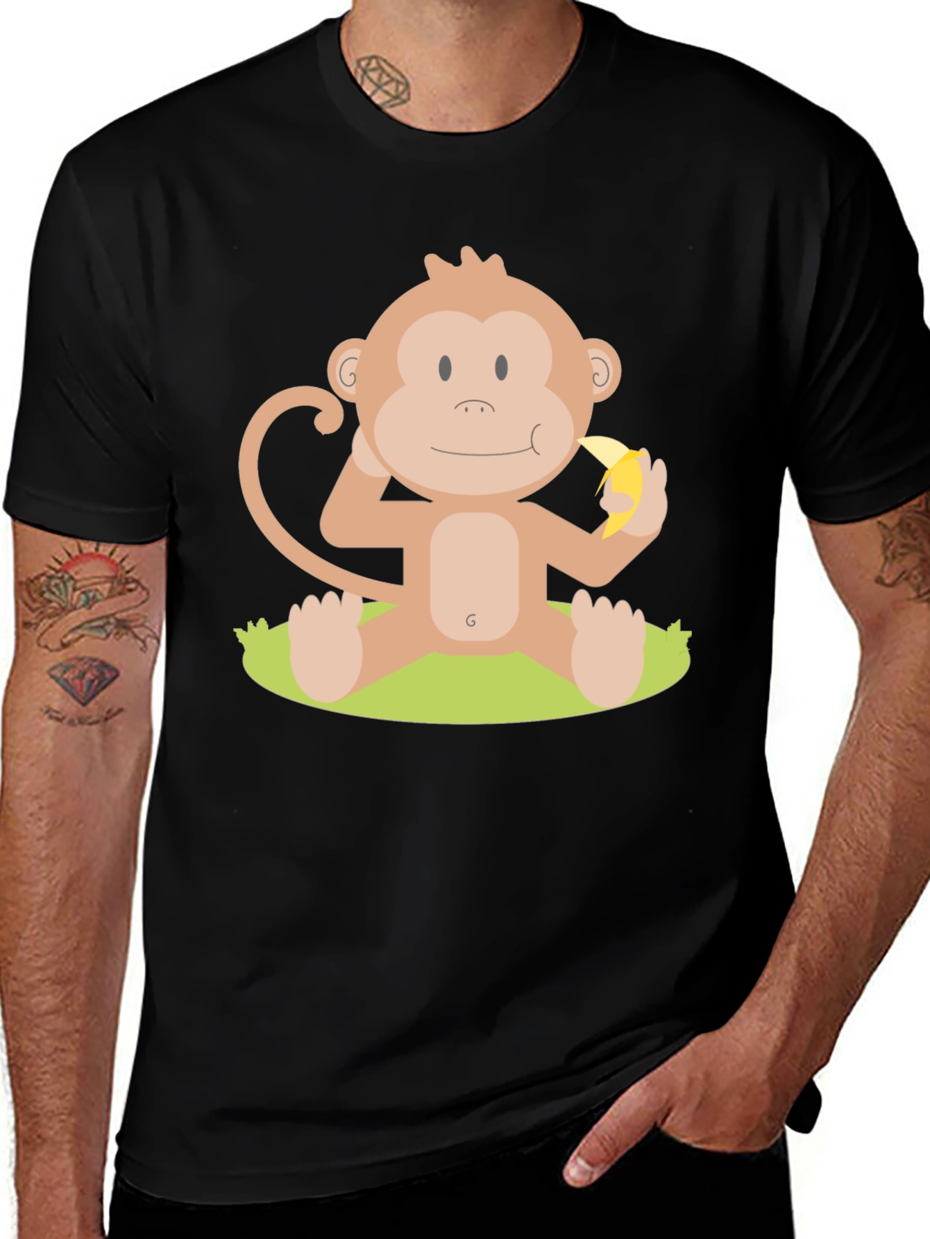 Variant 18 of Monkey Eating Banana Graphic T-Shirt