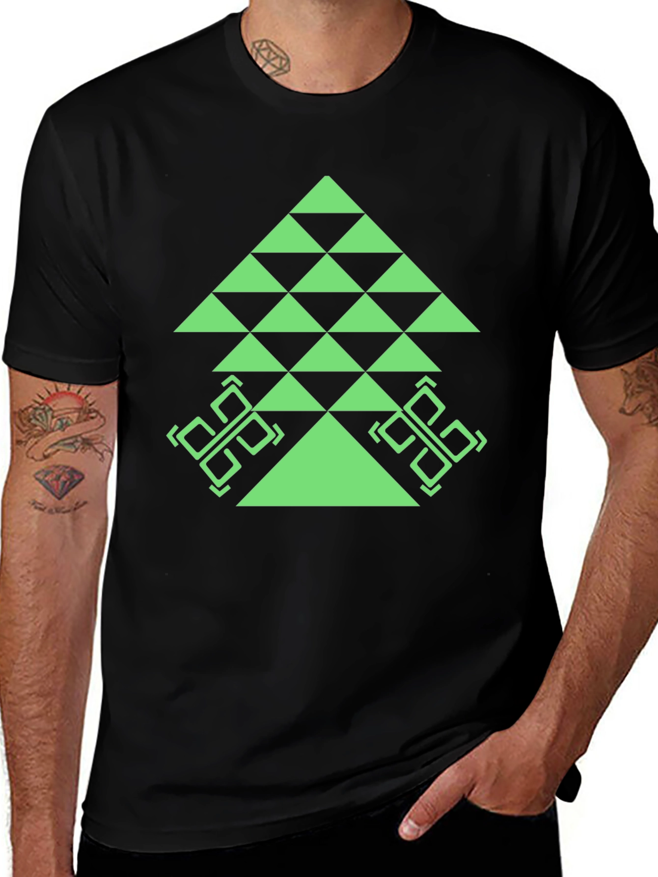 Variant 29 of Geometric Tree Graphic Tee - Black Casual T-Shirt