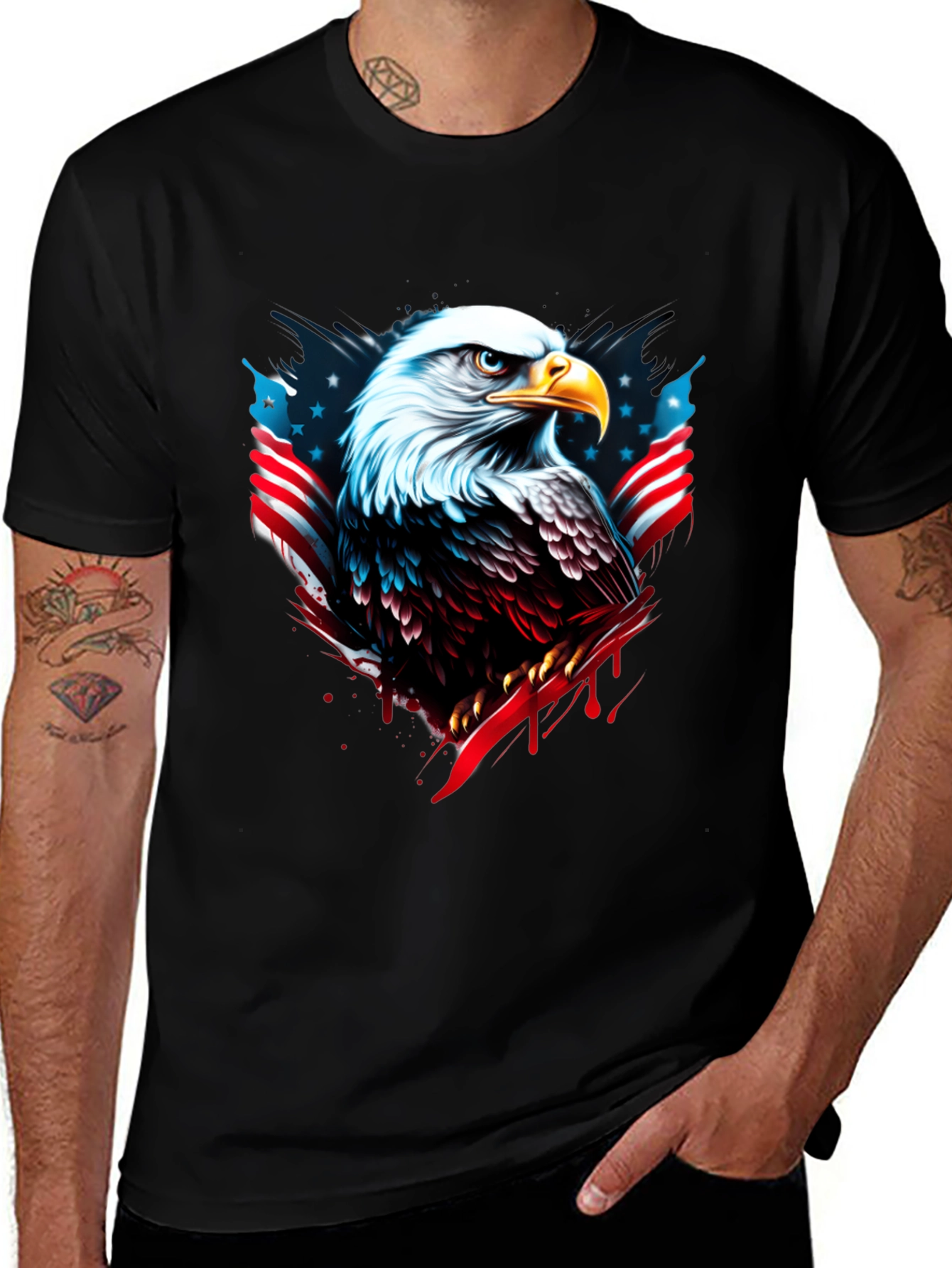 Variant 25 of Bald Eagle American Flag Graphic T-Shirt