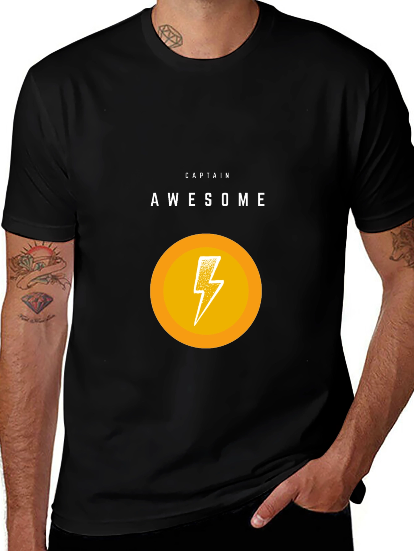 Variant 15 of Captain Awesome Graphic T-Shirt - Black Cotton Blend