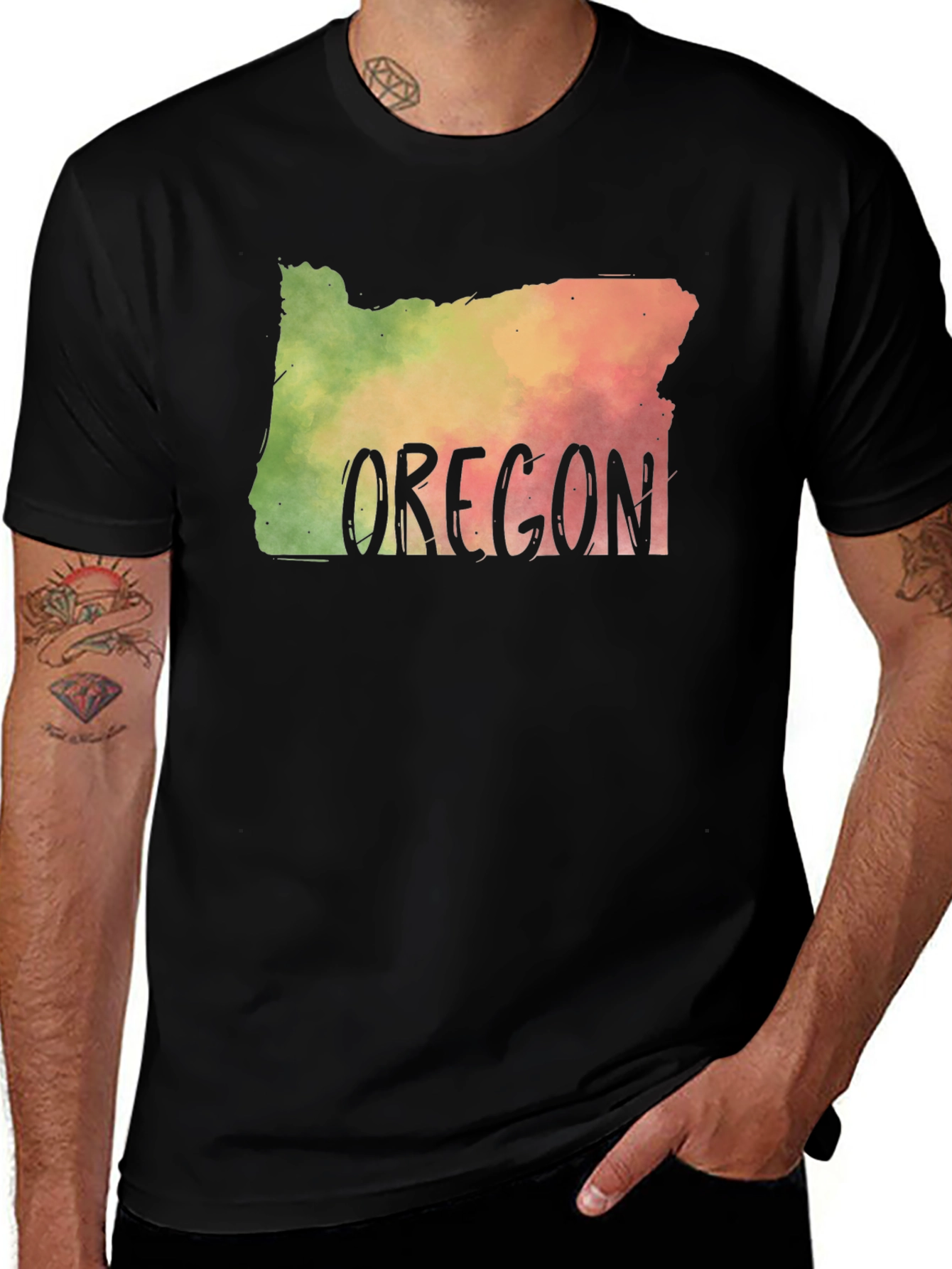 Variant 19 of Oregon State Map T-Shirt Novelty Graphic Tee