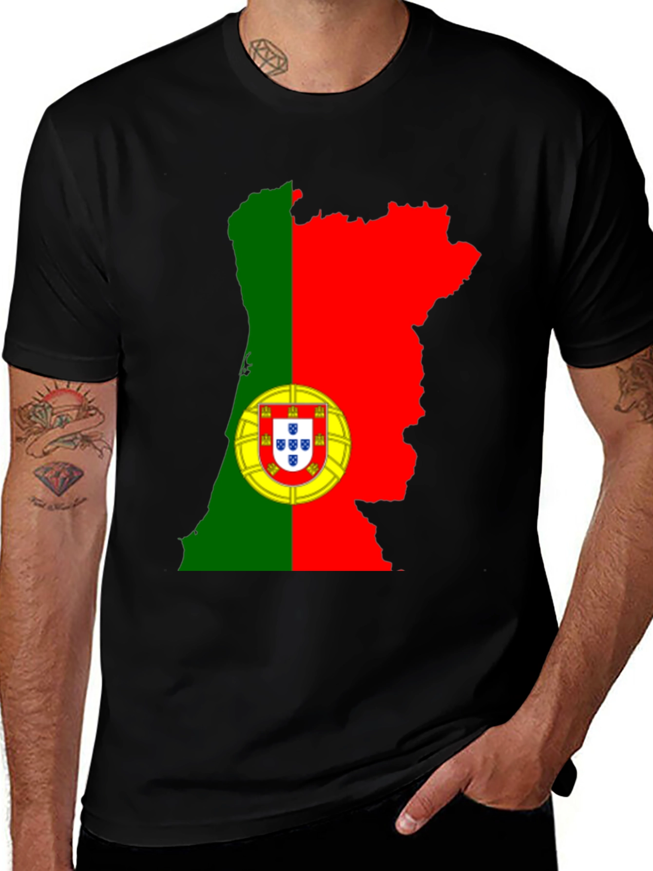 Portugal Flag T-Shirt - Black Cotton Tee