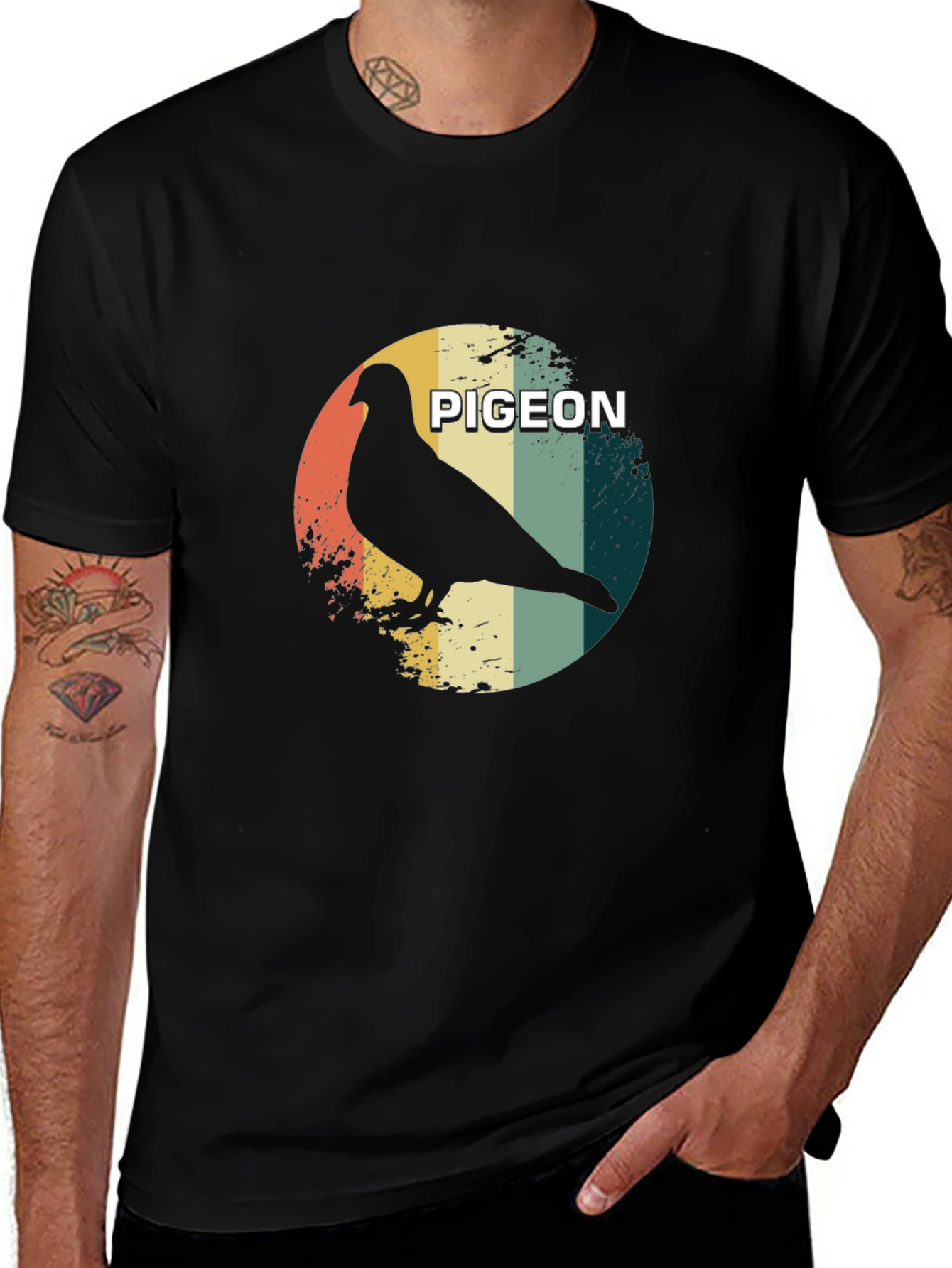 Variant 21 of Pigeon Graphic Print Black T-Shirt