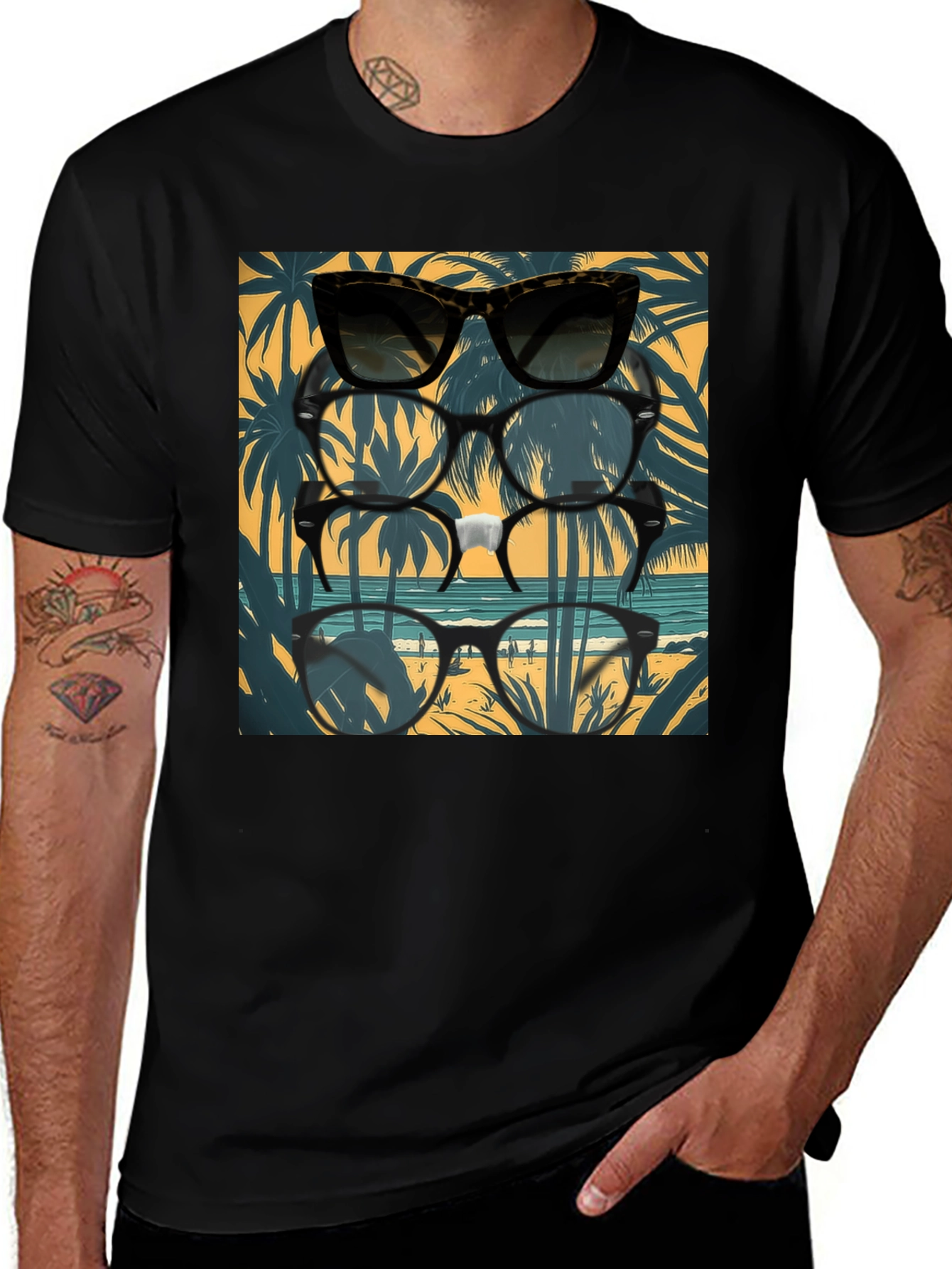 Retro Glasses Beach Graphic Tee