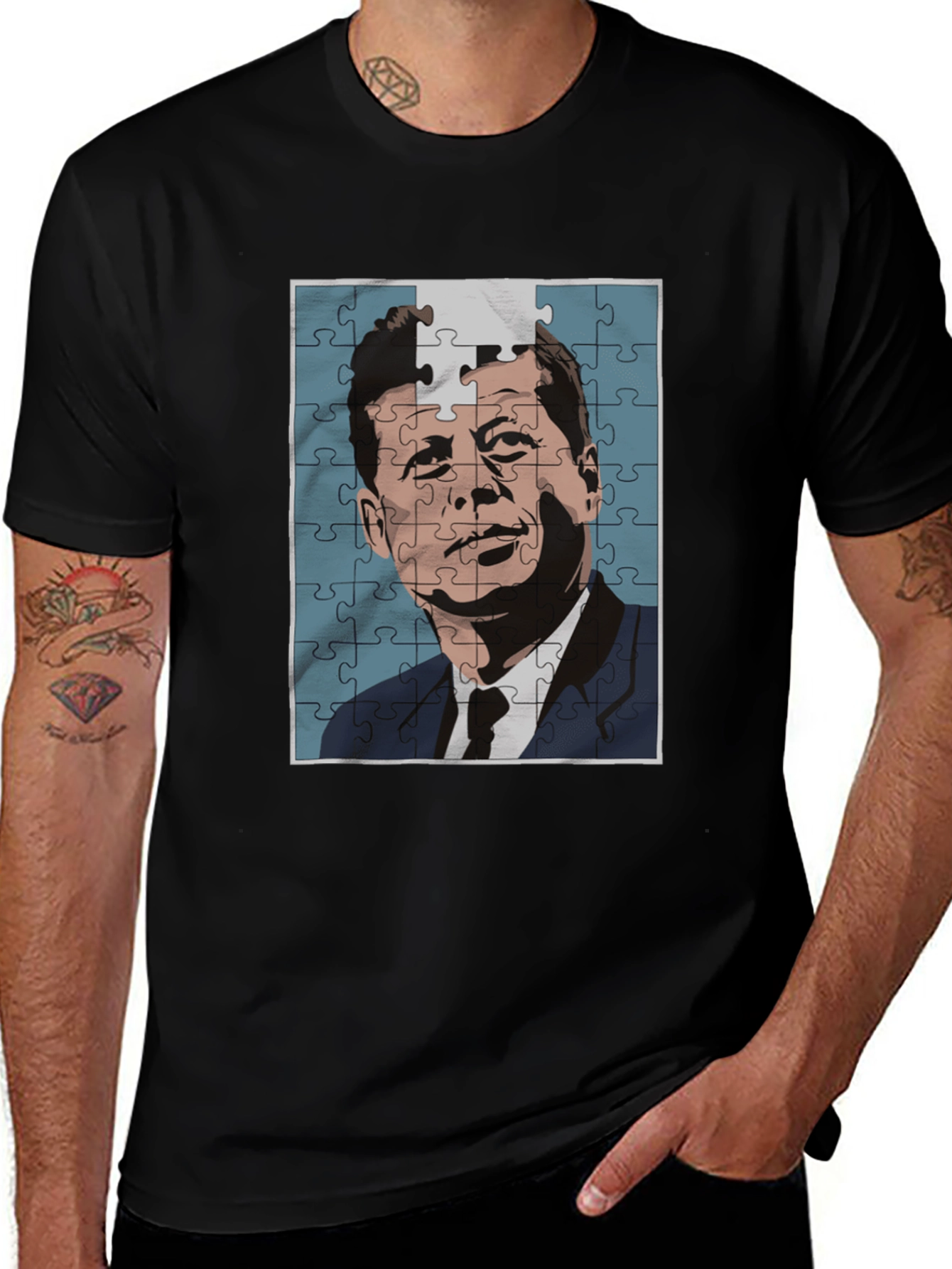 JFK Puzzle Graphic Tee - Classic Puzzle Design