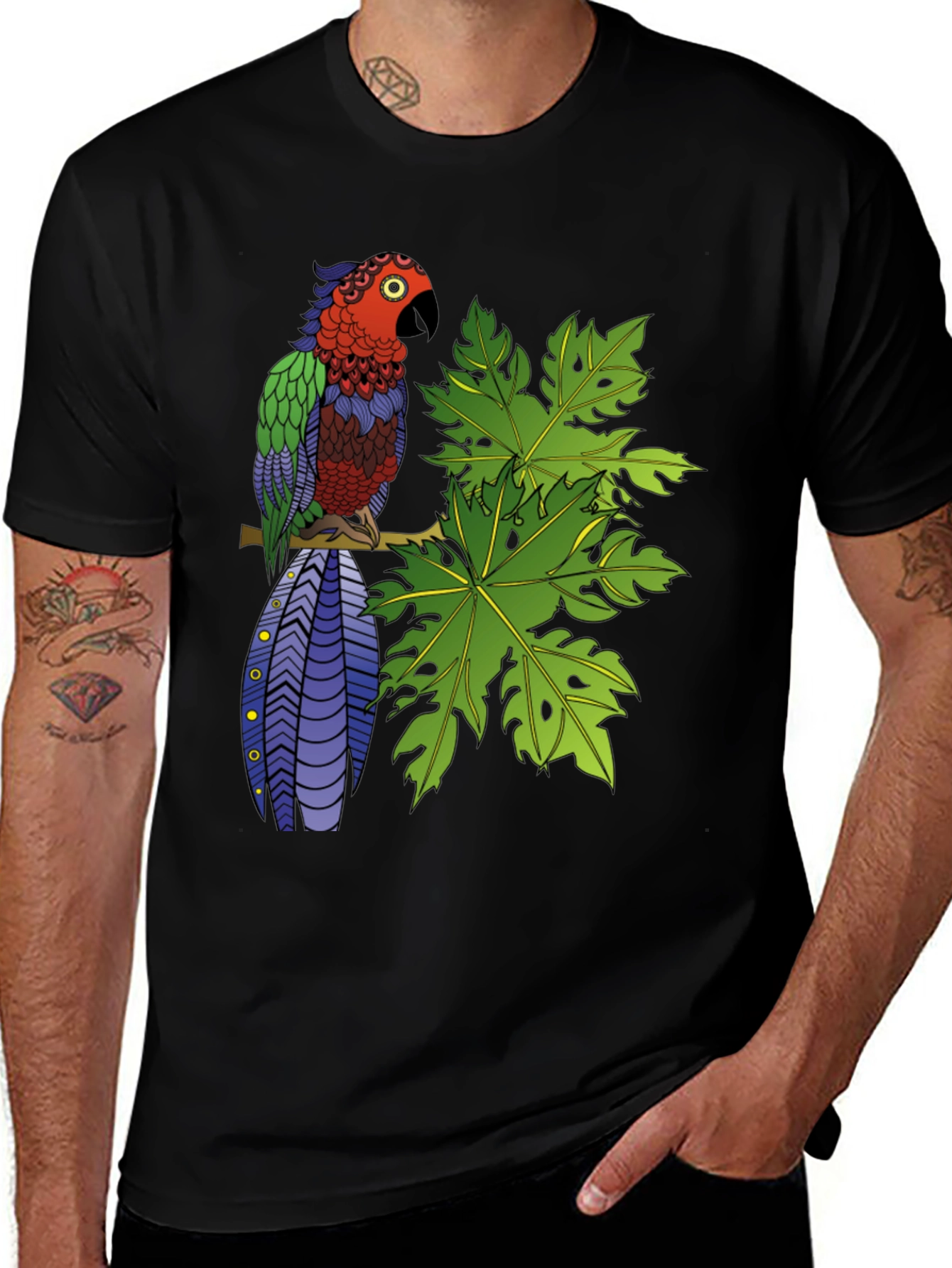 Tropical Parrot Graphic Tee - Nature Inspired