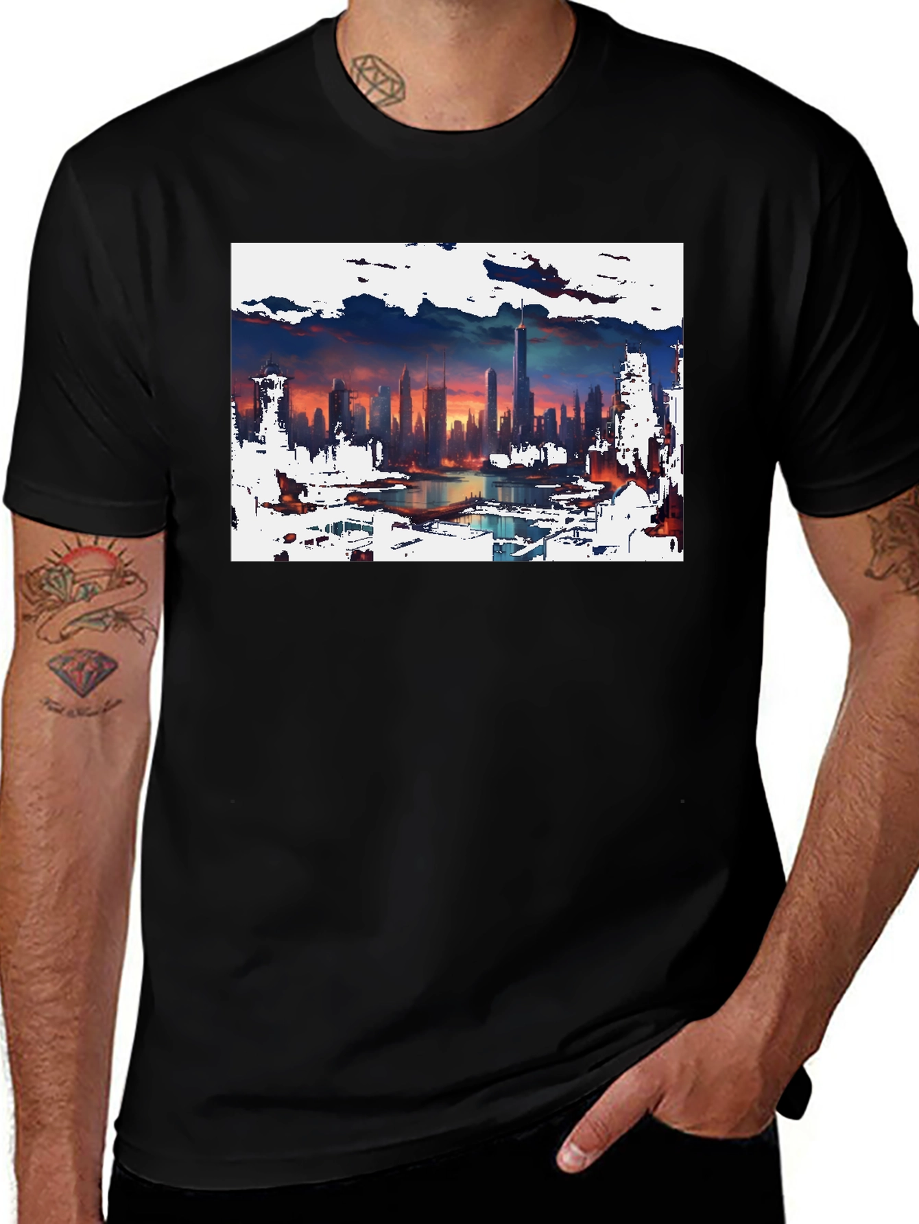 Variant 15 of Cityscape Graphic Tee - Artistic Skyline Design