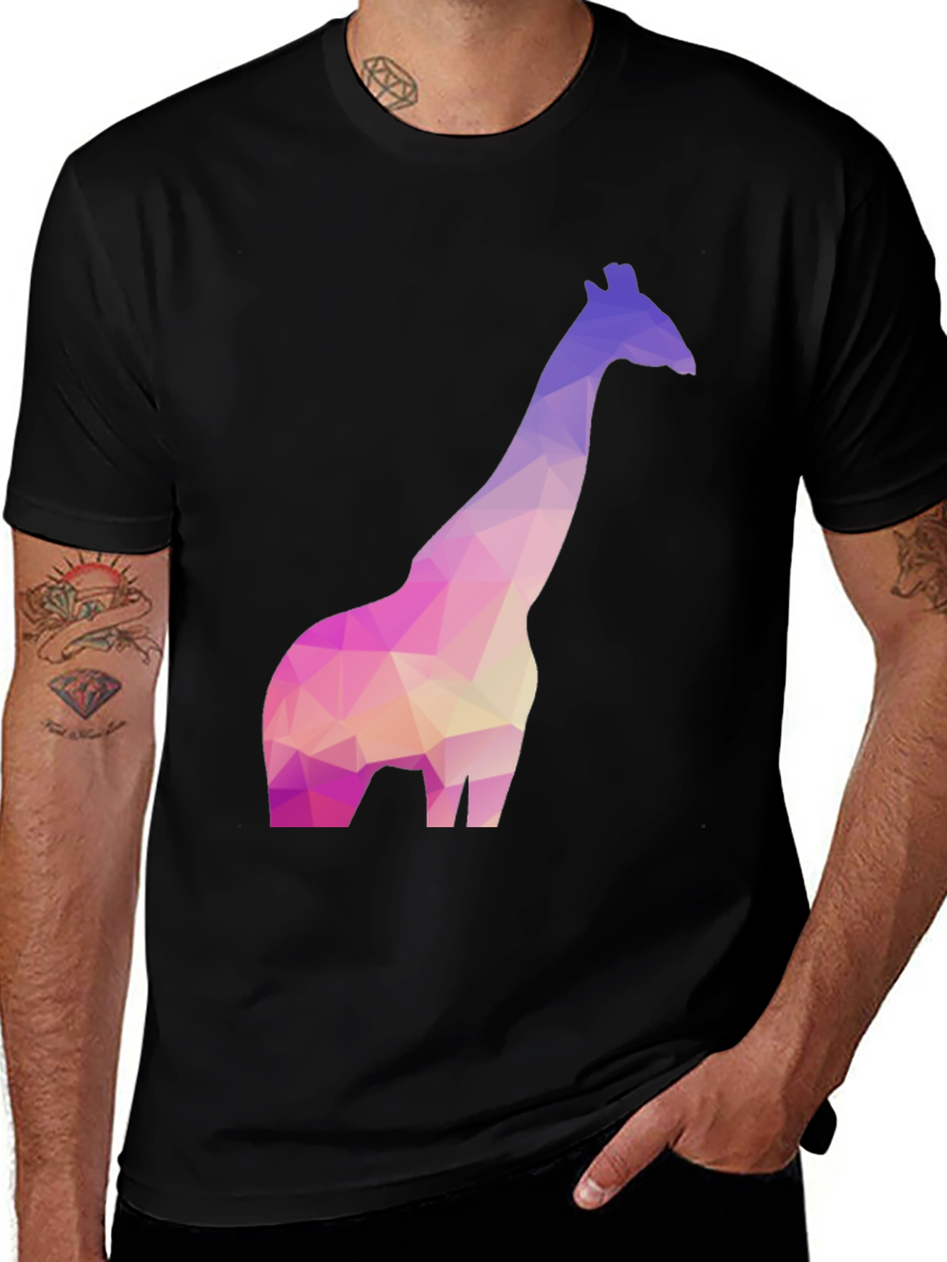 Variant 26 of Geometric Giraffe Tee - Modern Black T-Shirt