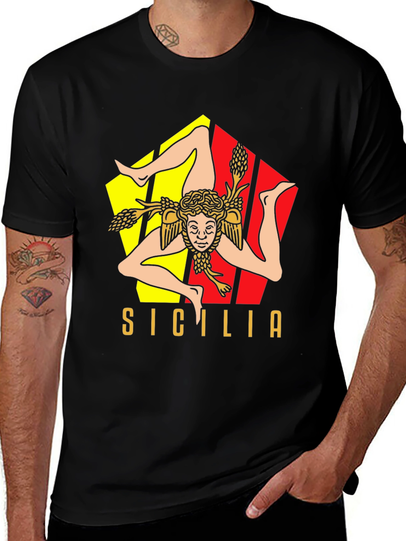 Sicilia T-Shirt Black Medusa Design
