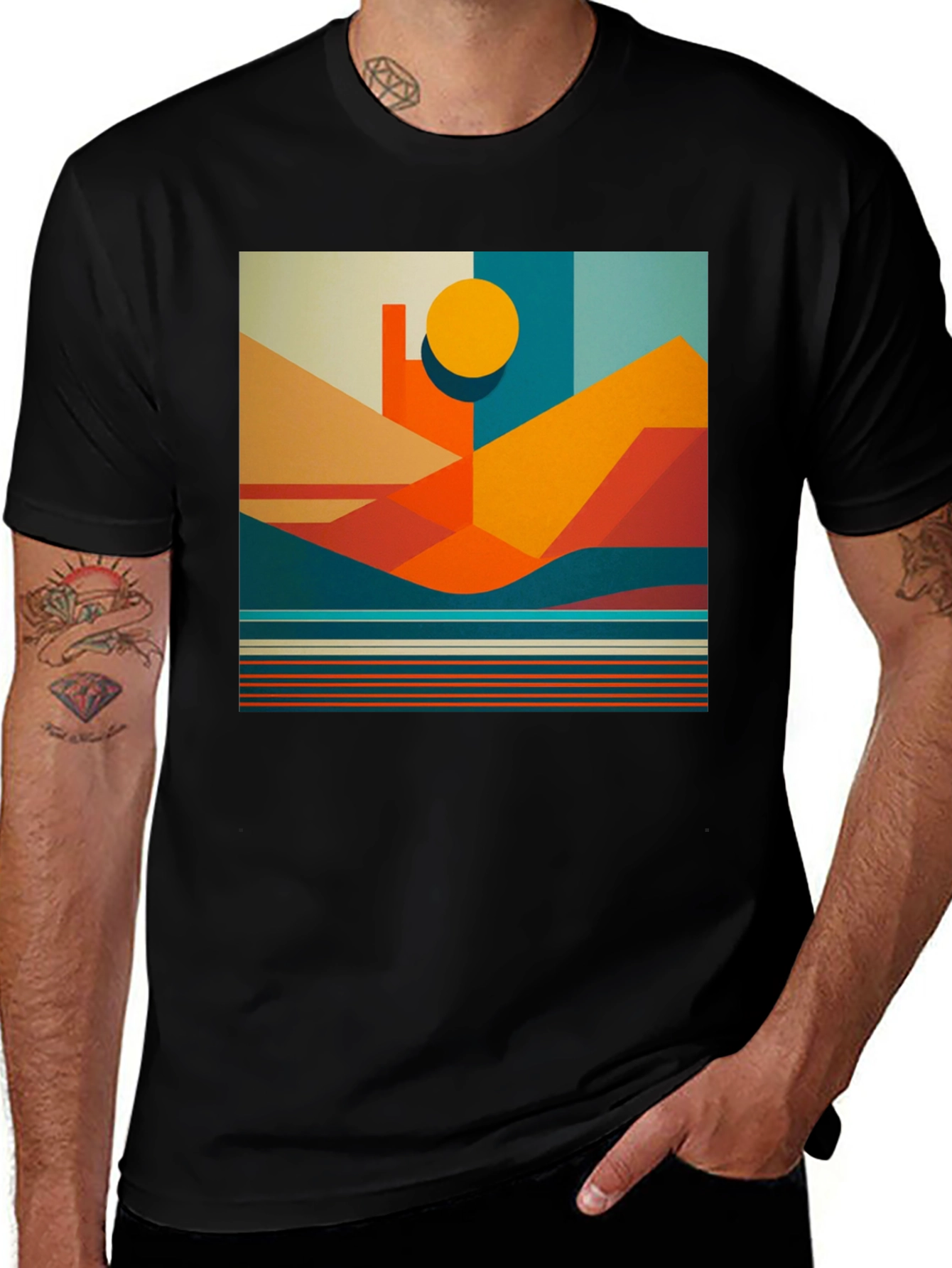 Variant 27 of Geometric Landscape Graphic Tee - Modern Art Shirt