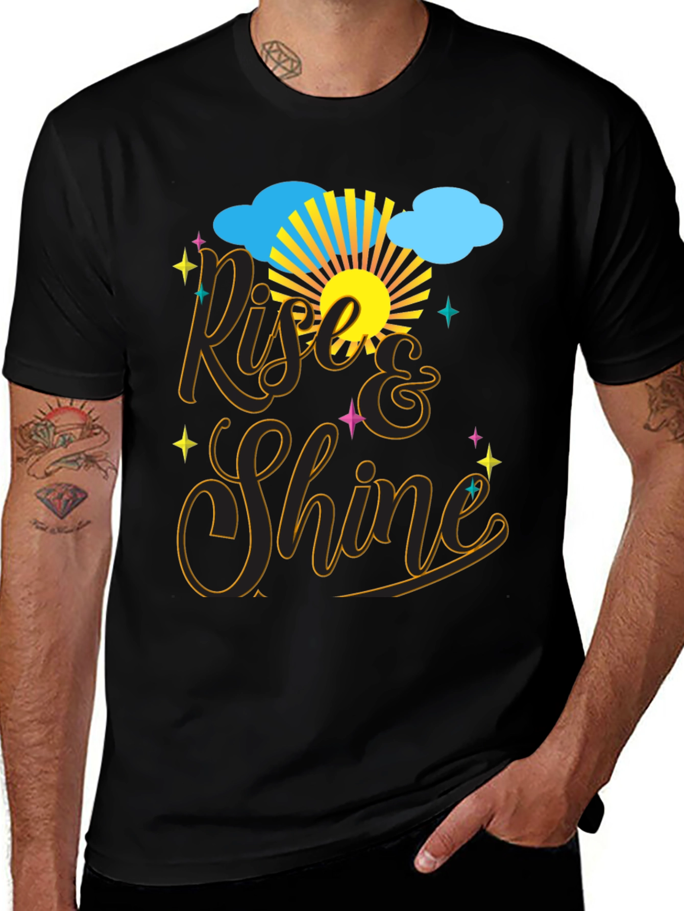 Rise & Shine Graphic T-Shirt - Black Cotton Tee