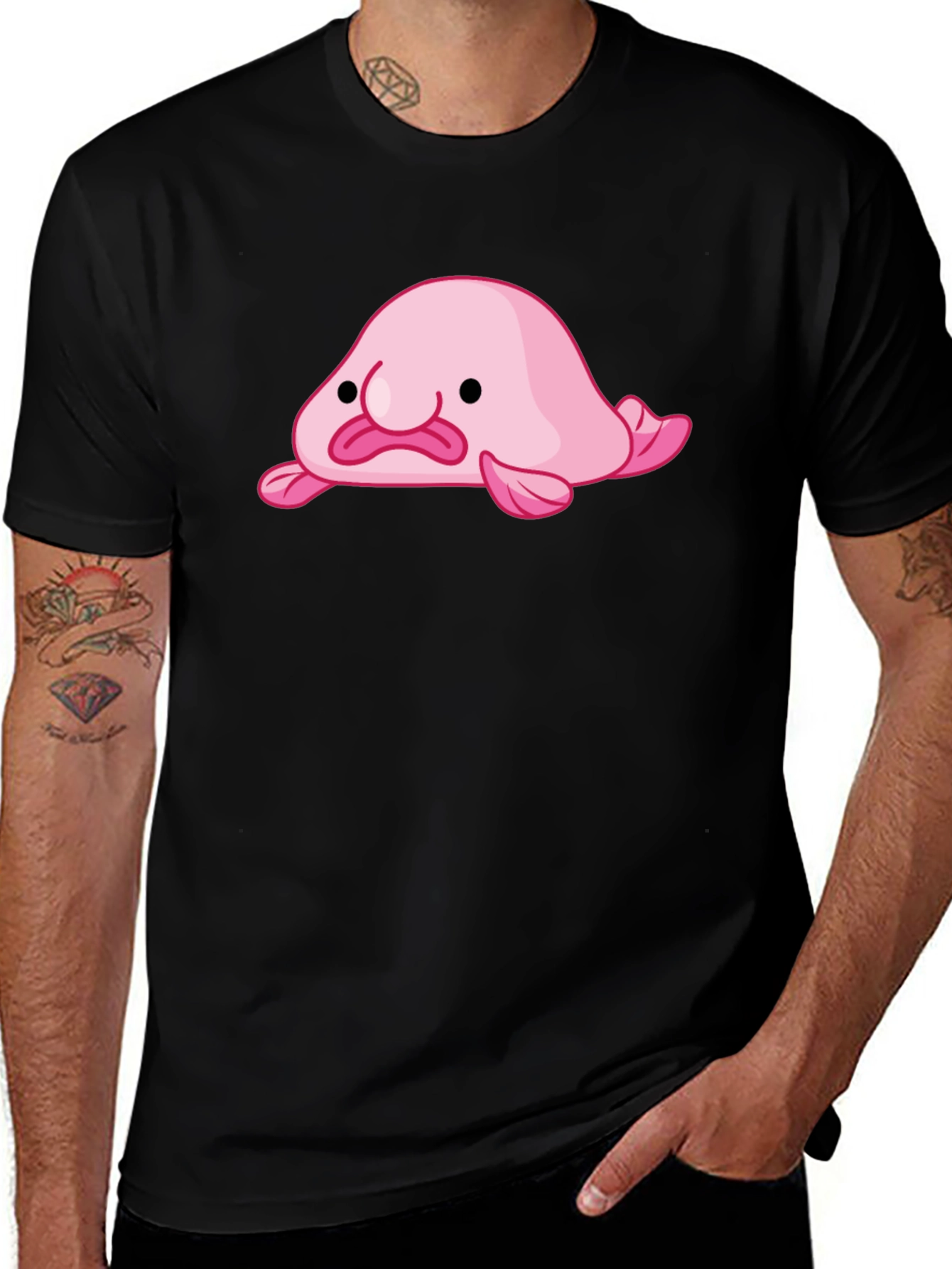 Variant 29 of Blobfish Graphic Tee - Black Cotton T-Shirt