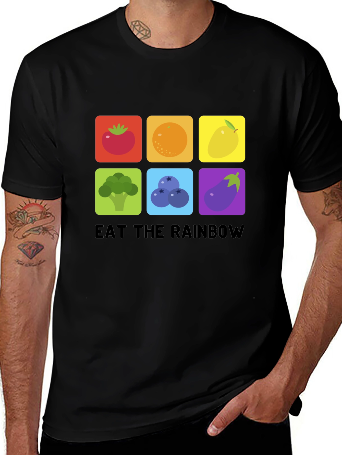 Eat the Rainbow Graphic Tee - Healthy Food Shirt
