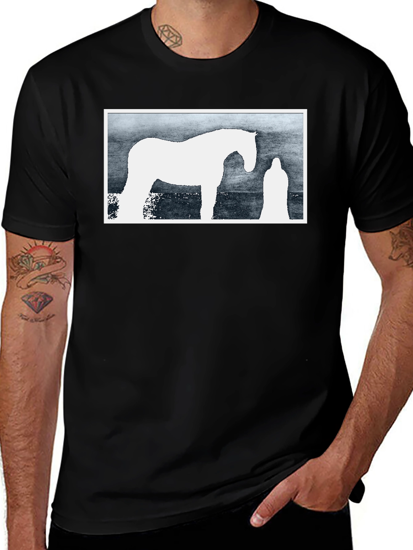 Variant 10 of Horse Graphic Black T-Shirt