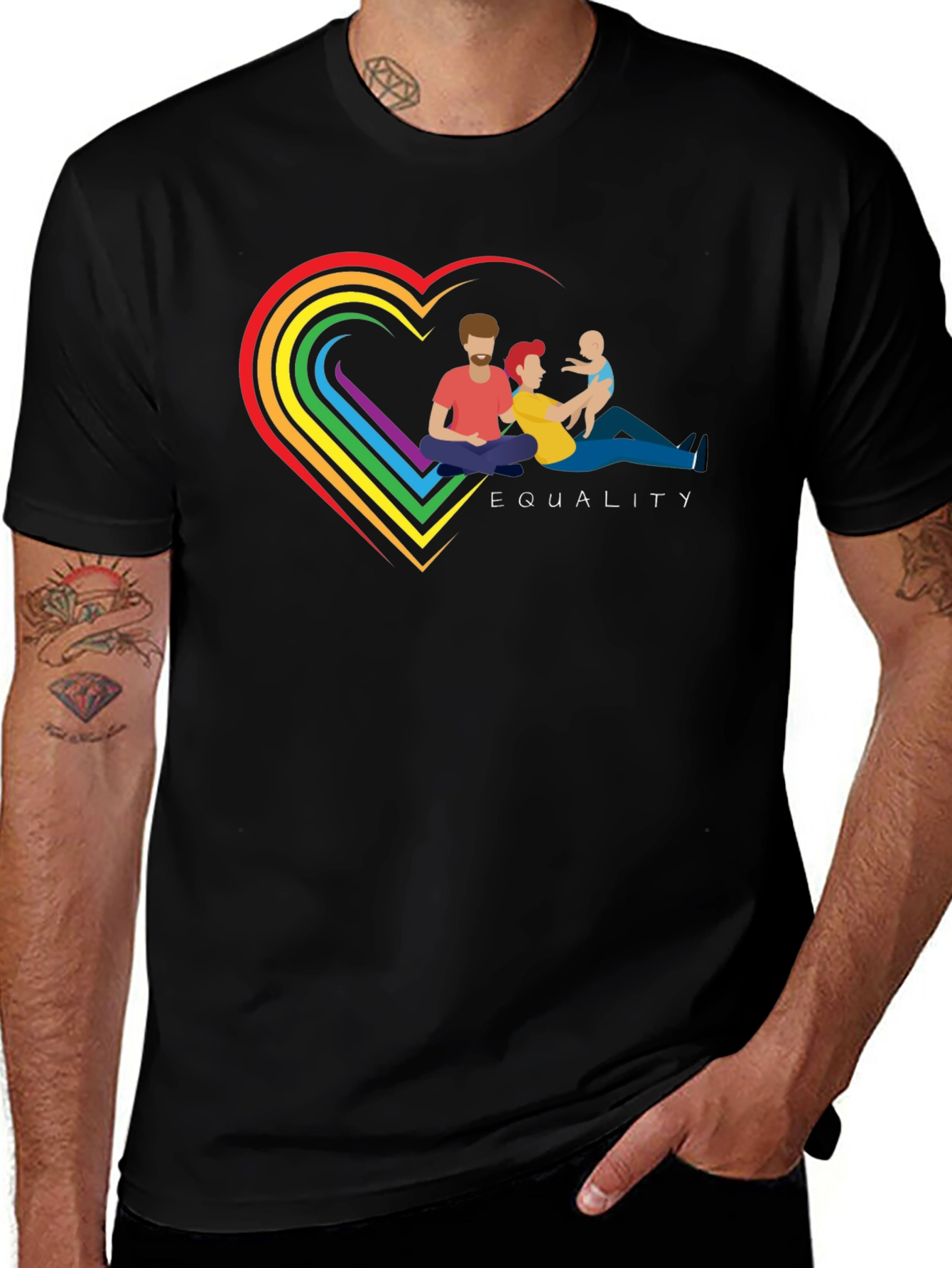 Equality Family Pride T-Shirt - Rainbow Heart Design